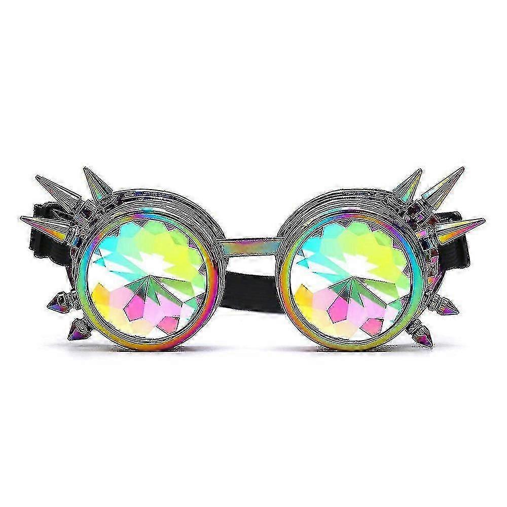 Rainbow Glasses Kaleidoscope Goth Punk Rivets Goggles Party Props