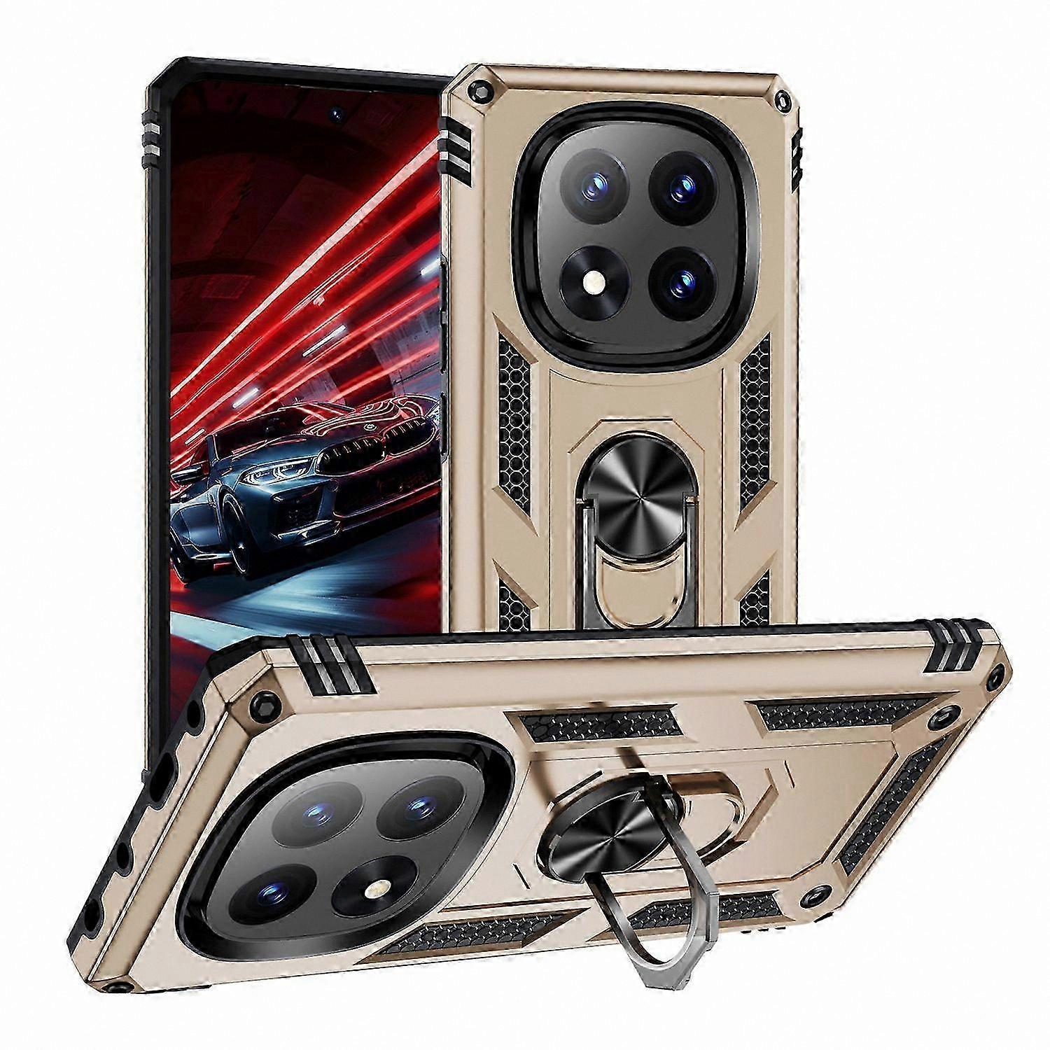 Shockproof Phone Case with Kickstand for 5G Models - Black PC+TPU Cover