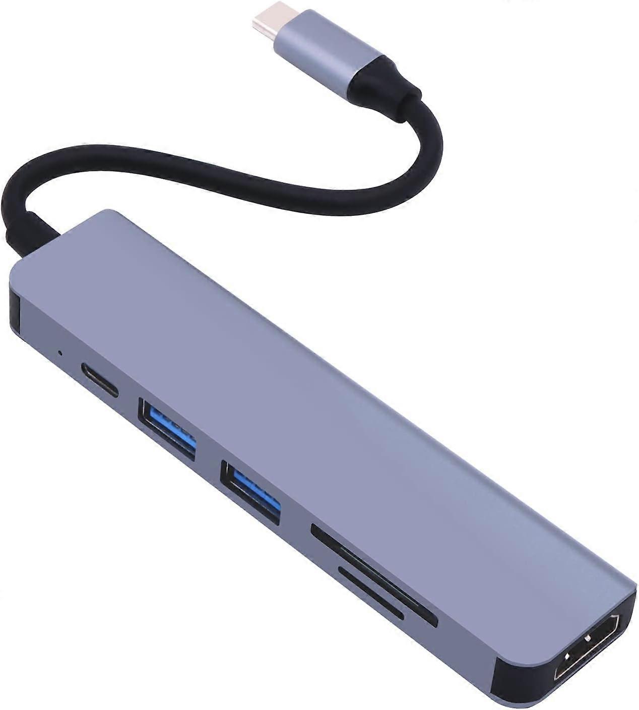 Hub, 6 In 1 Usb C Hub Multi-Port Adapter,Power Transmission Type C Charging 6-Port Hub