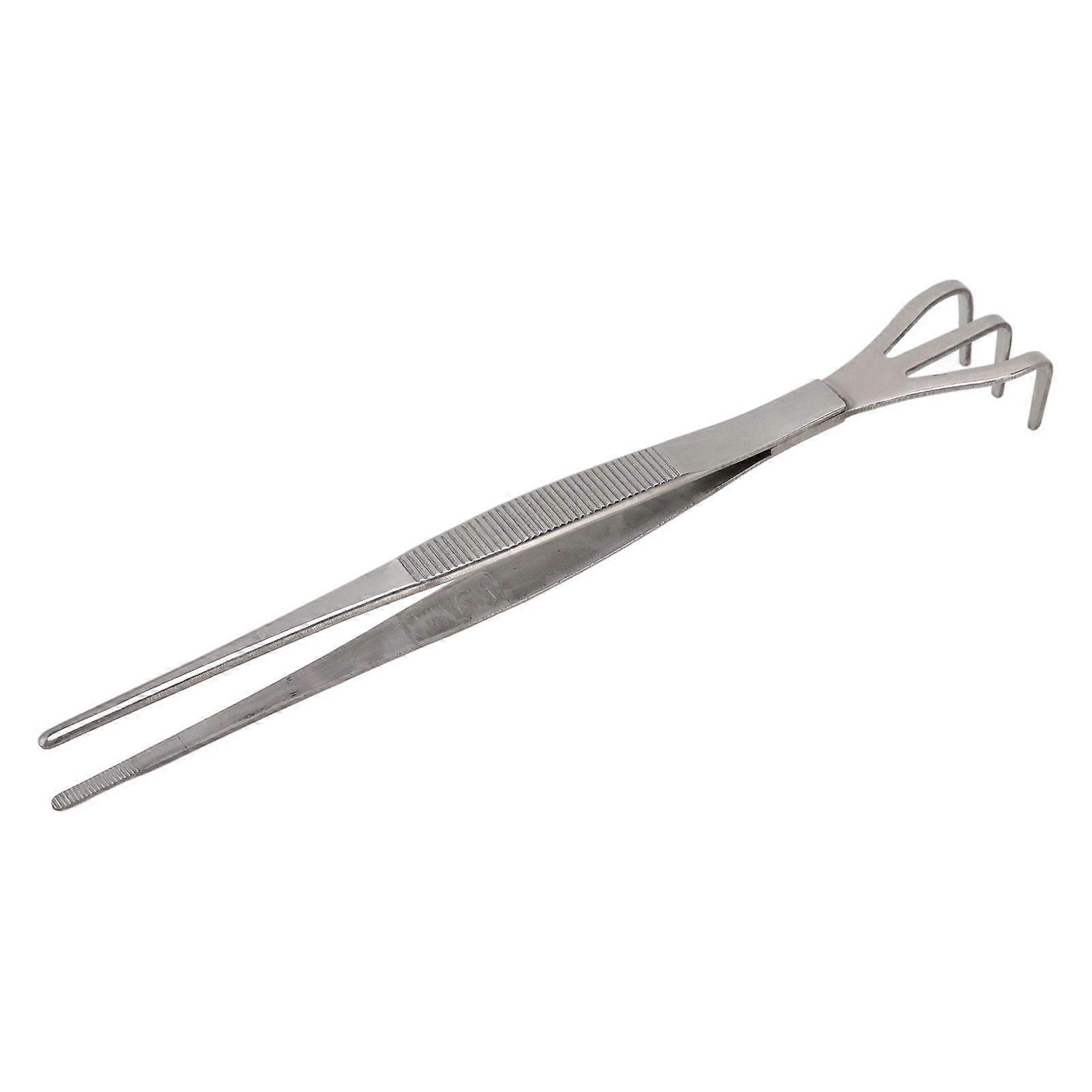 Root Rake with Tweezer 3 Prong Stainless Steel Loosen Soil Bonsai Tree Tools with Ergonomic Handle Straight