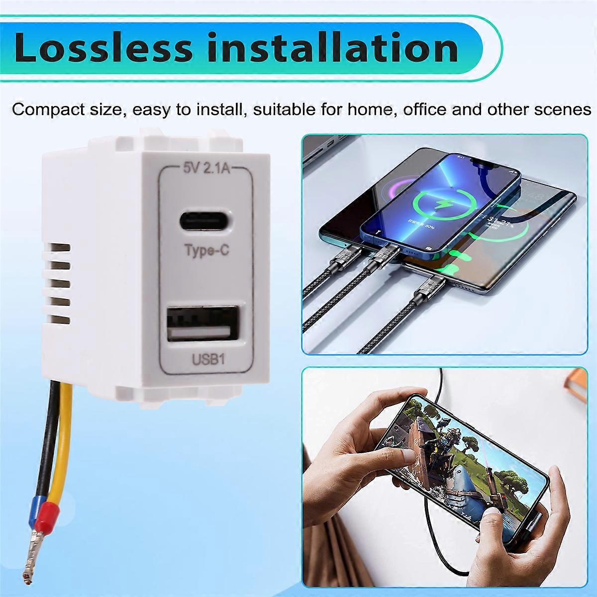  USB Type-C Dual Port Power Module 220V Socket 5V 2.1A Phone Charging Module former Charging