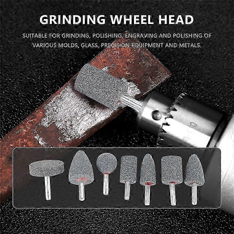 7Pcs 1/4-Inch Shank Abrasive Stone Points Set for Grinding Wheels