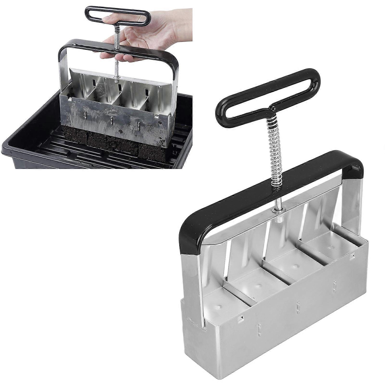 Quad Soil Block Maker Handheld Mold 19.5x5.2x24cm Galvanized Iron
