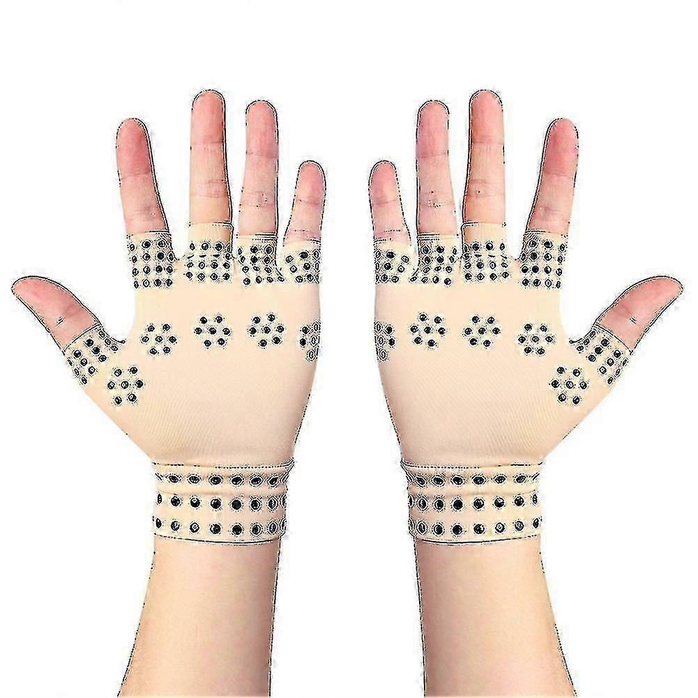 Anti-artrit handskar med magneter, reumatoid handsmärta hälsa kompressionsterapi, lugnar ömma händer (hudfärger) -sy