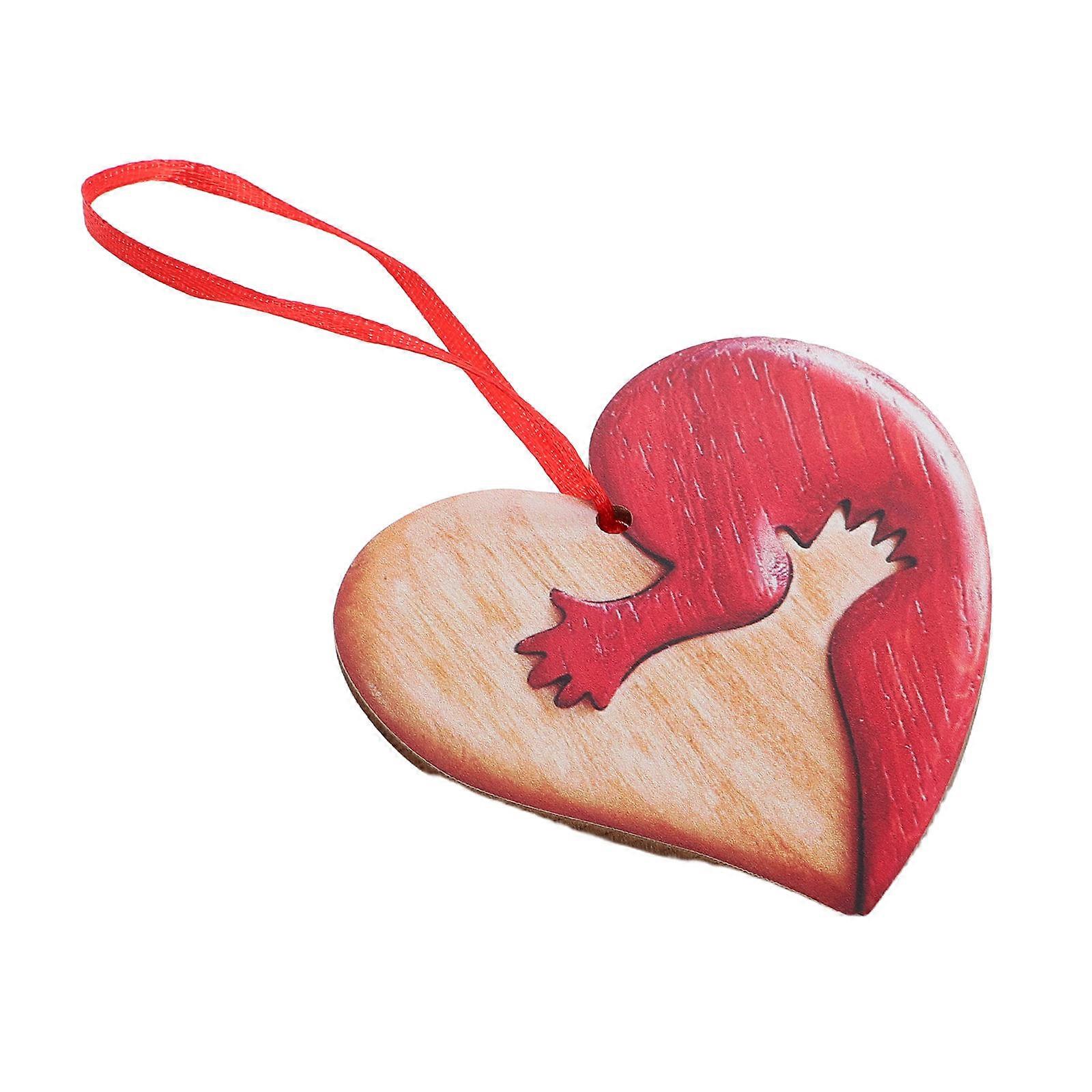 Wooden Heart Shaped Ornaments for Car Decor Unique Design Smooth Finish Valentine's Day Craft Supplies Multi Color
