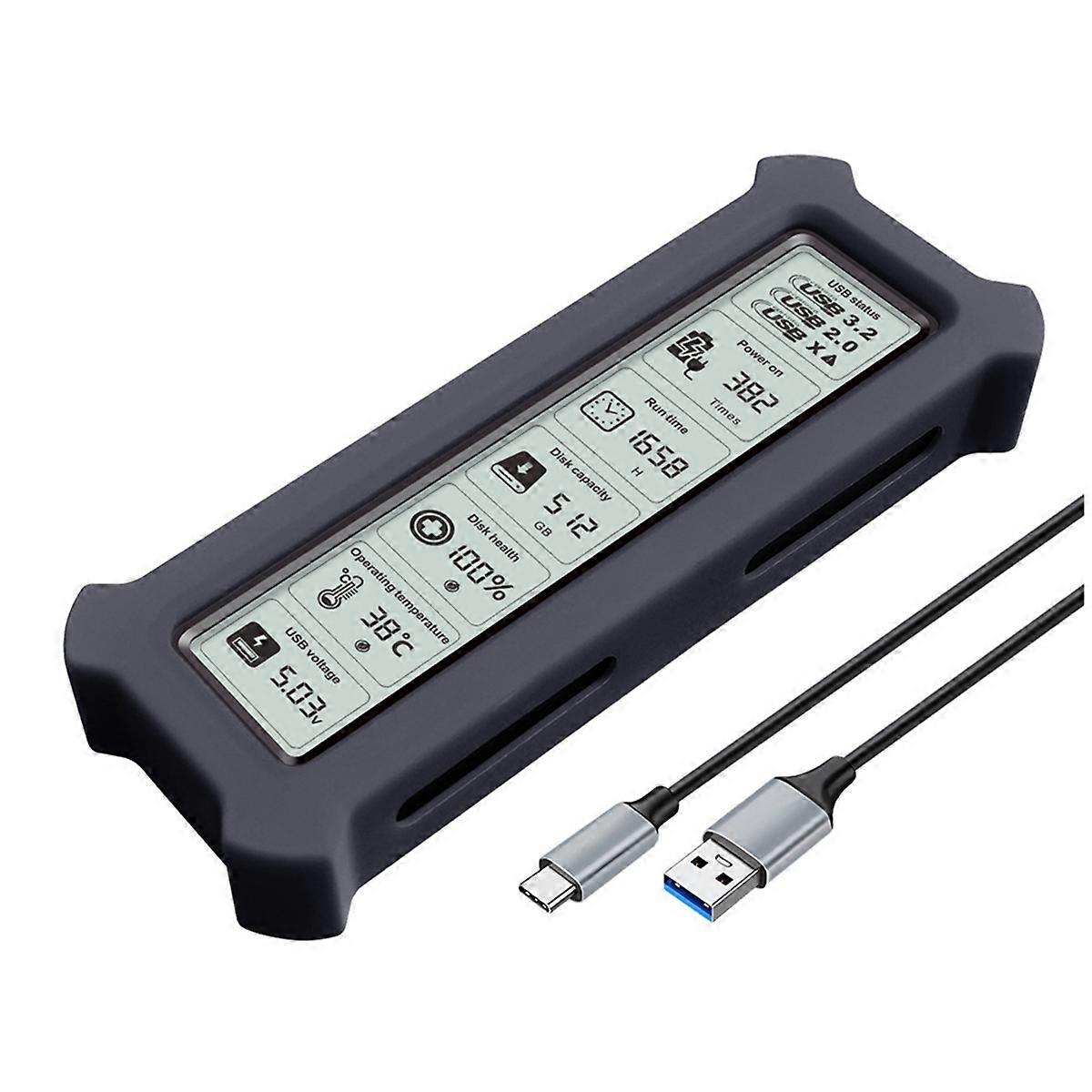 M2 SSD Case Protocol M.2 SSD Enclosure 5Gbps with Display Screen Intelligent Digital USB3.2 Gen2 Ty