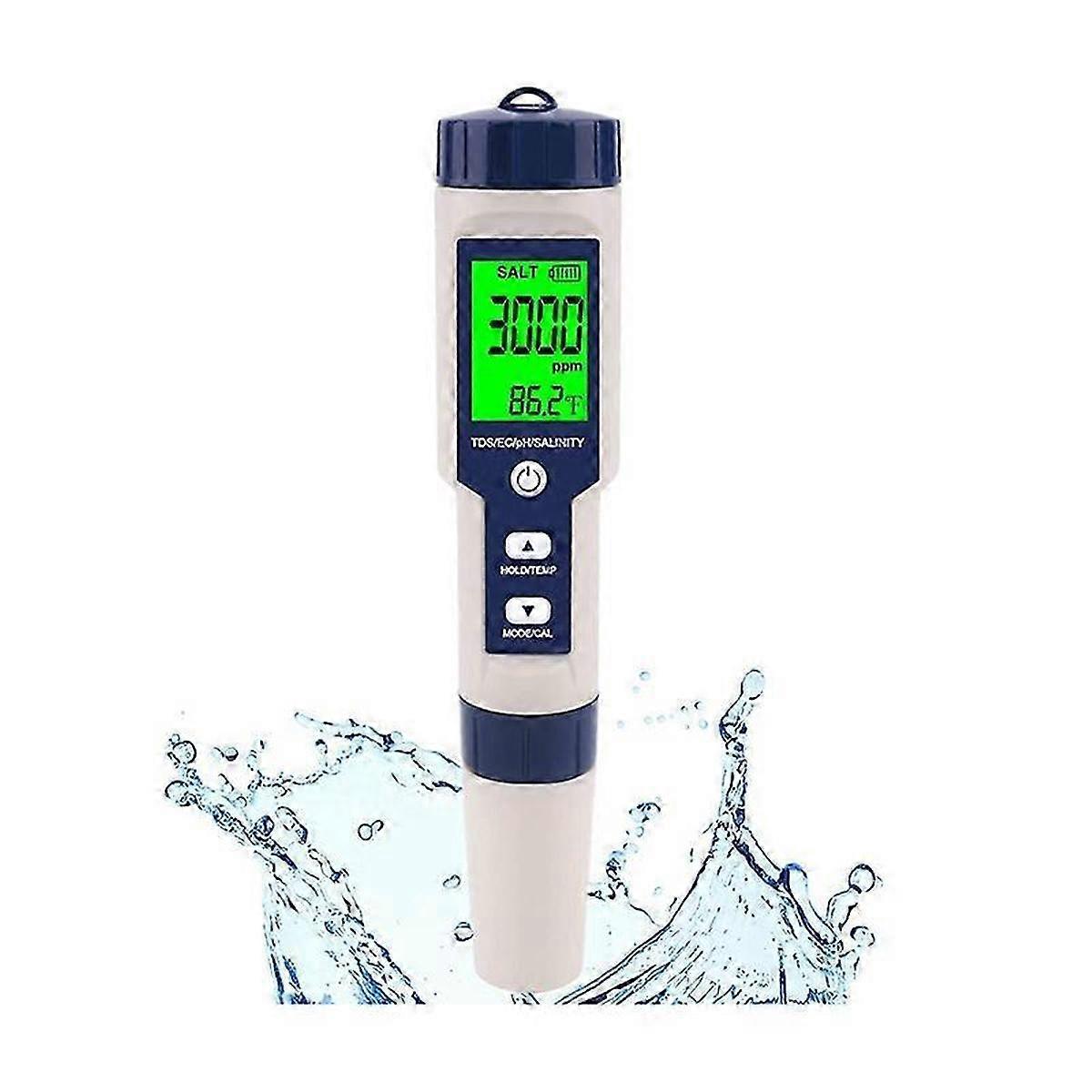 Digital Salinity Meter, High Accuracy 5 In 1 Salinity Tester