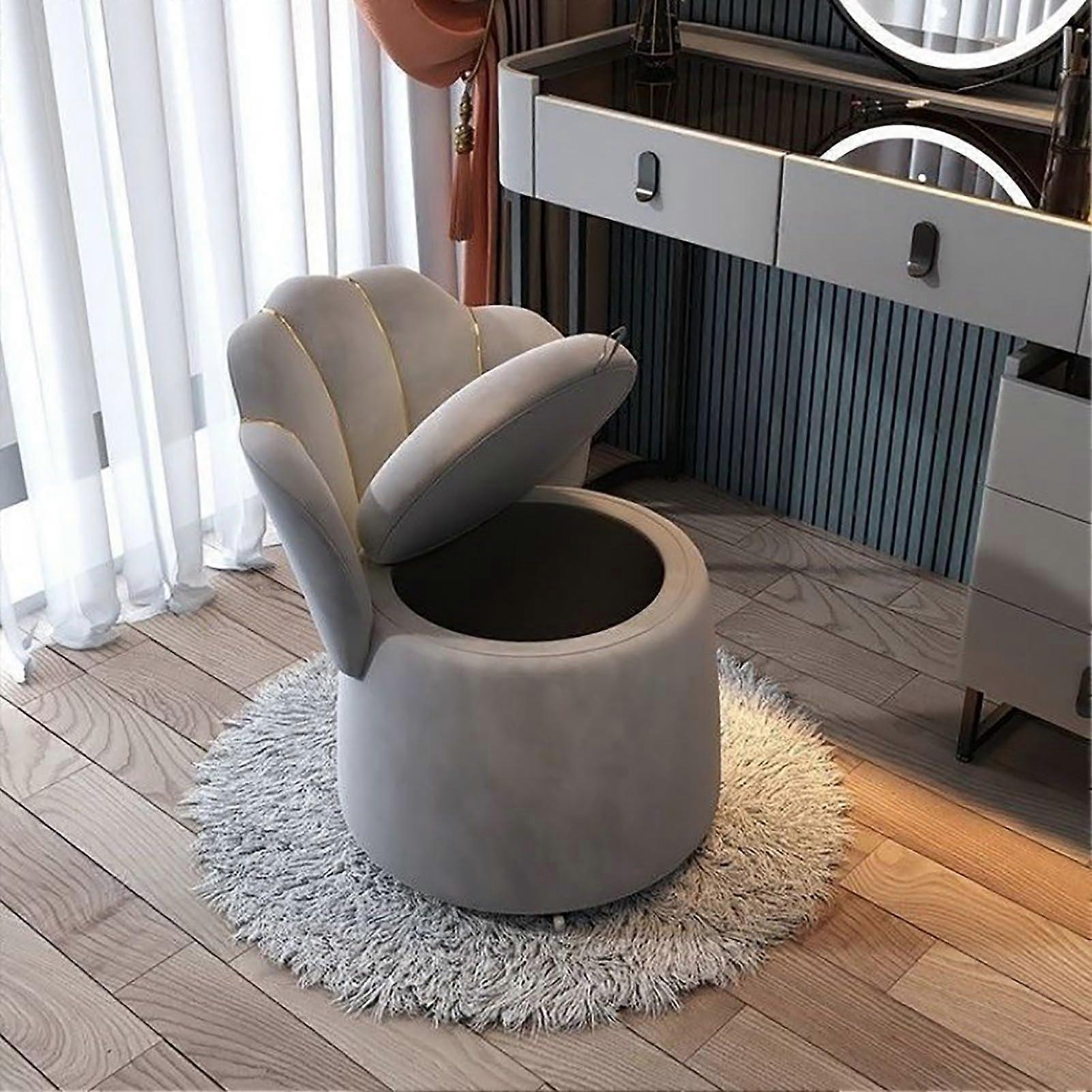 Modern Grey Velvet Swivel Accent Chair With Storage 360-Degree Rotation Armless Barrel Design 17x17x24in Living Room