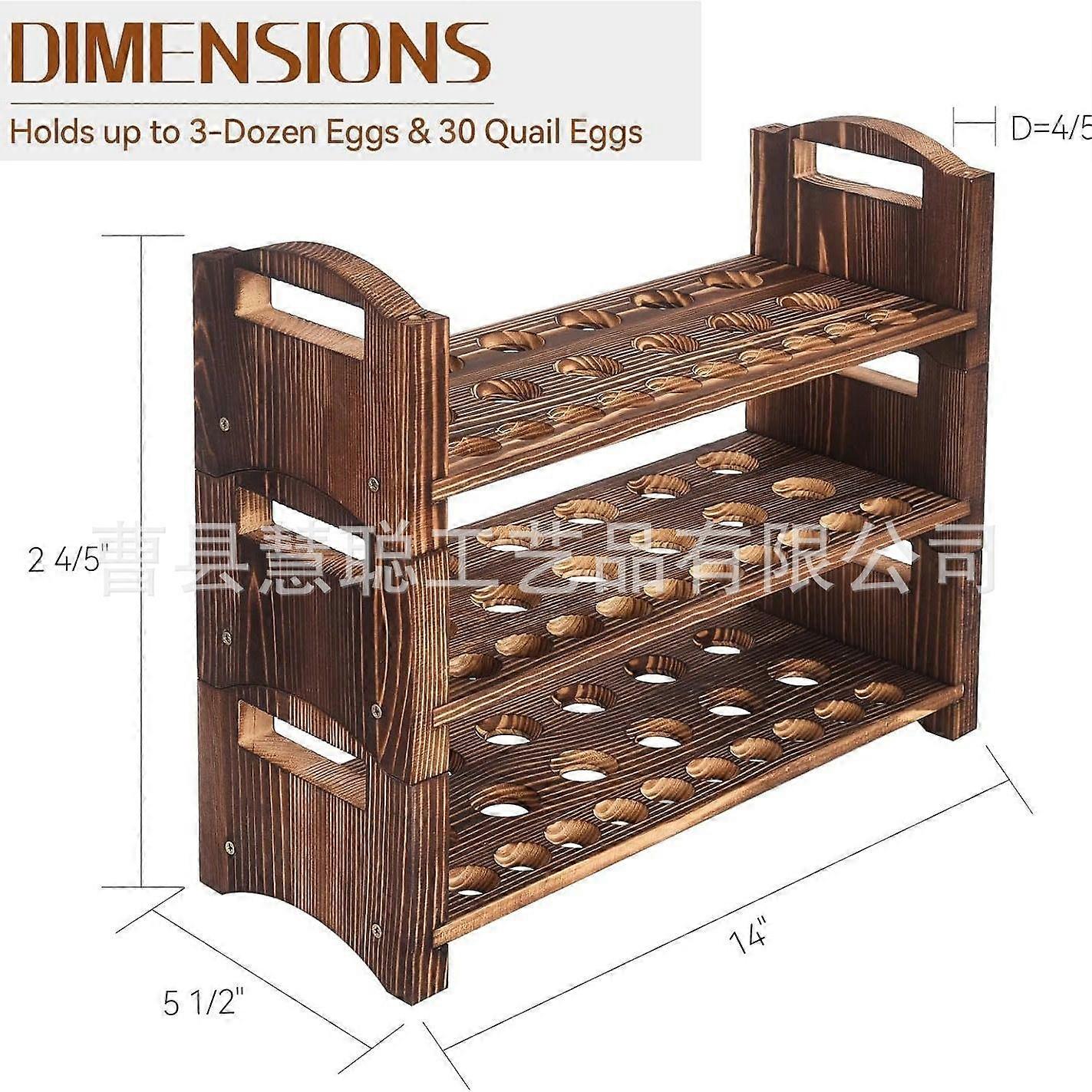1 Set Wooden Egg Holder With 3 Layers - Wooden Tray Holds 36 Fresh Eggs - Countertop Storage Rack For Gathering Rustic Decor
