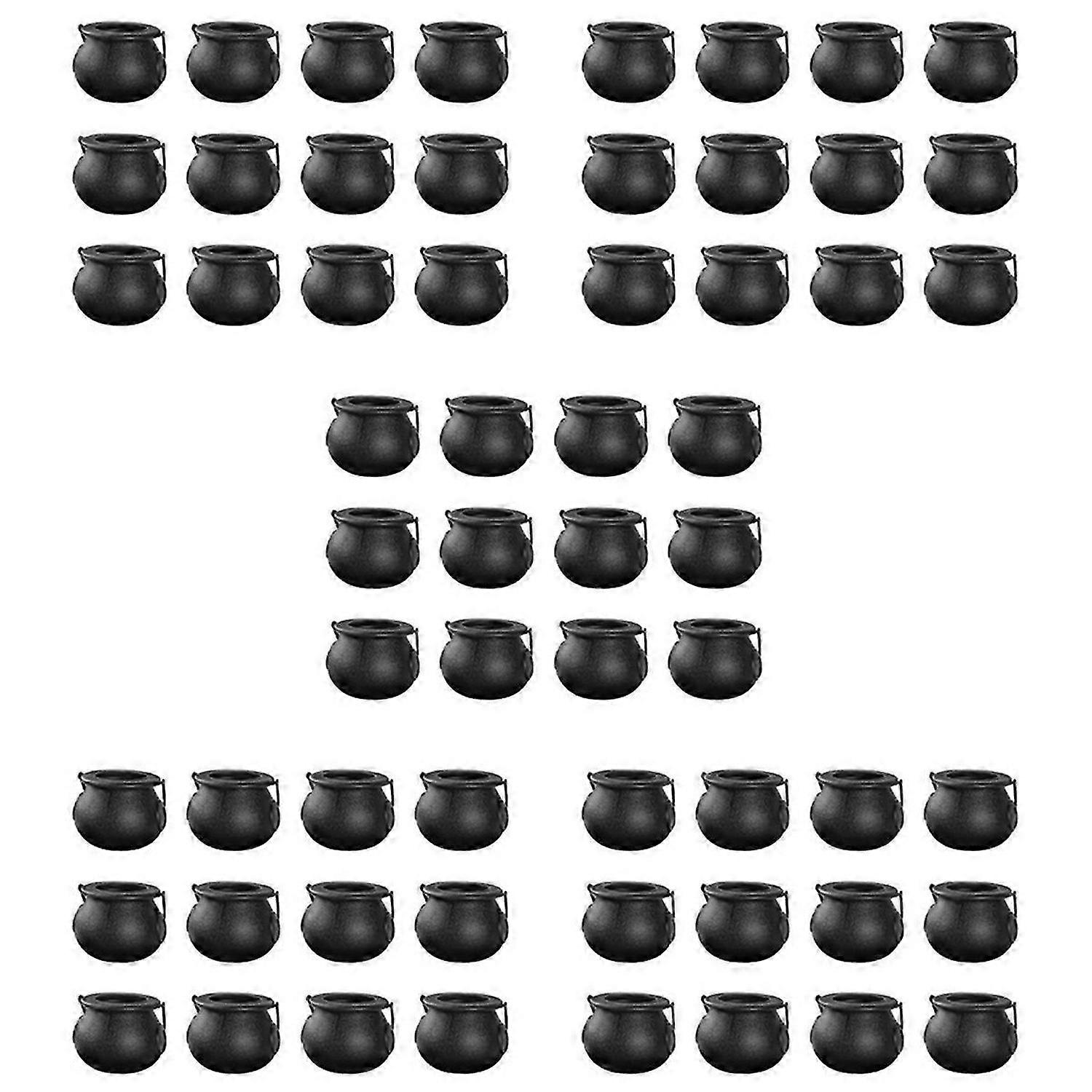 12Pcs Mini Black Cauldron with Handle Halloween Mini Witch Cauldron