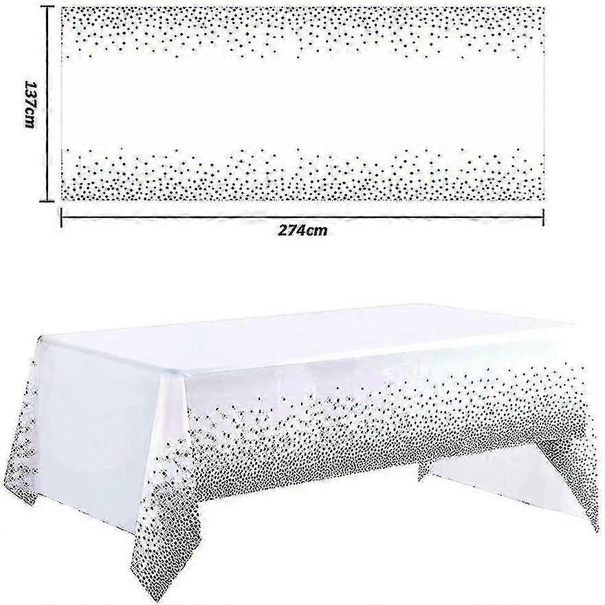 Disposable Tablecloths 2 Pieces Rectangular Party White Blue Polka Dots