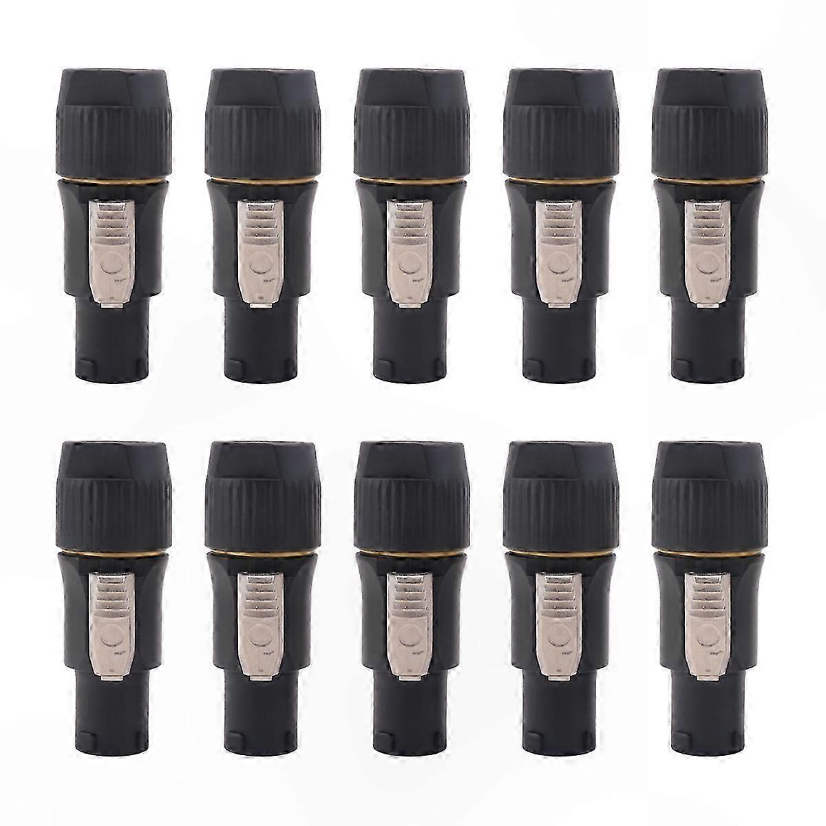10-Pack 3-Pin True Locking Connector Plug Jack IP65 Waterproof PA66 Material Heavy Duty Electrical Connection Solution