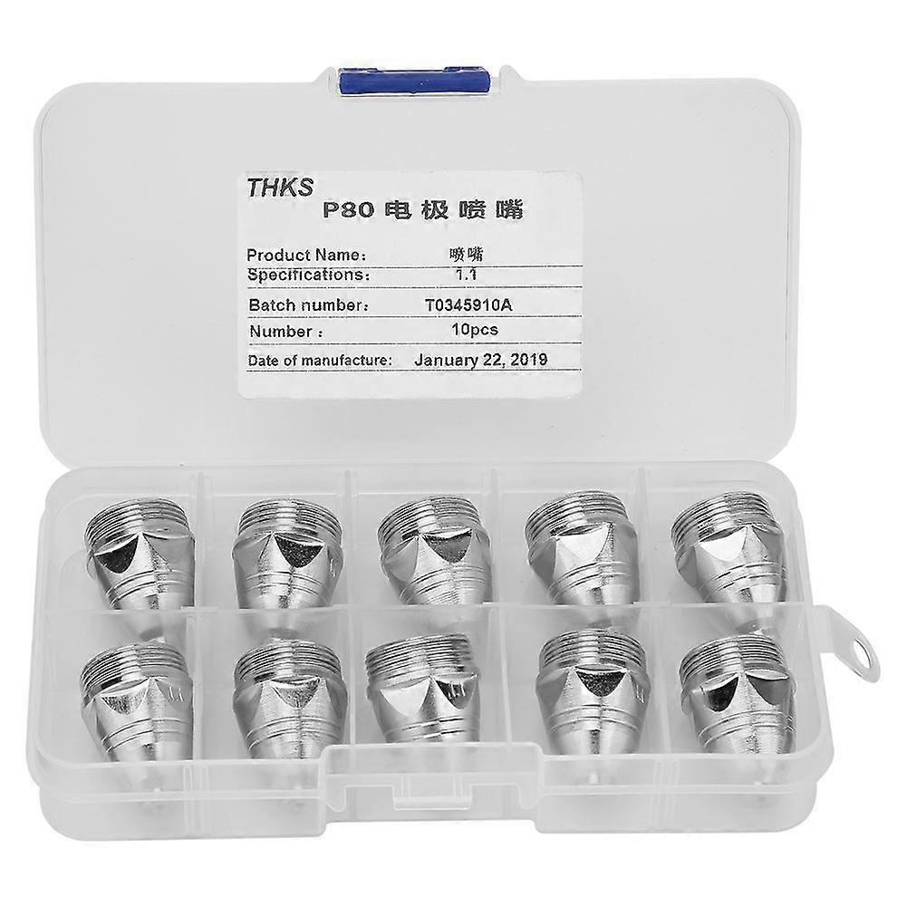 10pcs P-80 Plasma Cutting Consumable Cutter Torch Nozzle Tips (1.1mm Nozzle)