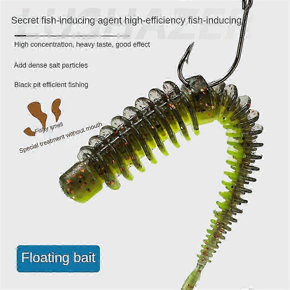 10 Pieces Of Floating Water Light Dance Worm With Salt And Fishy Smell 7.5cm Luya Soft Bait Black Pit Bionic Soft Bait Tpe
