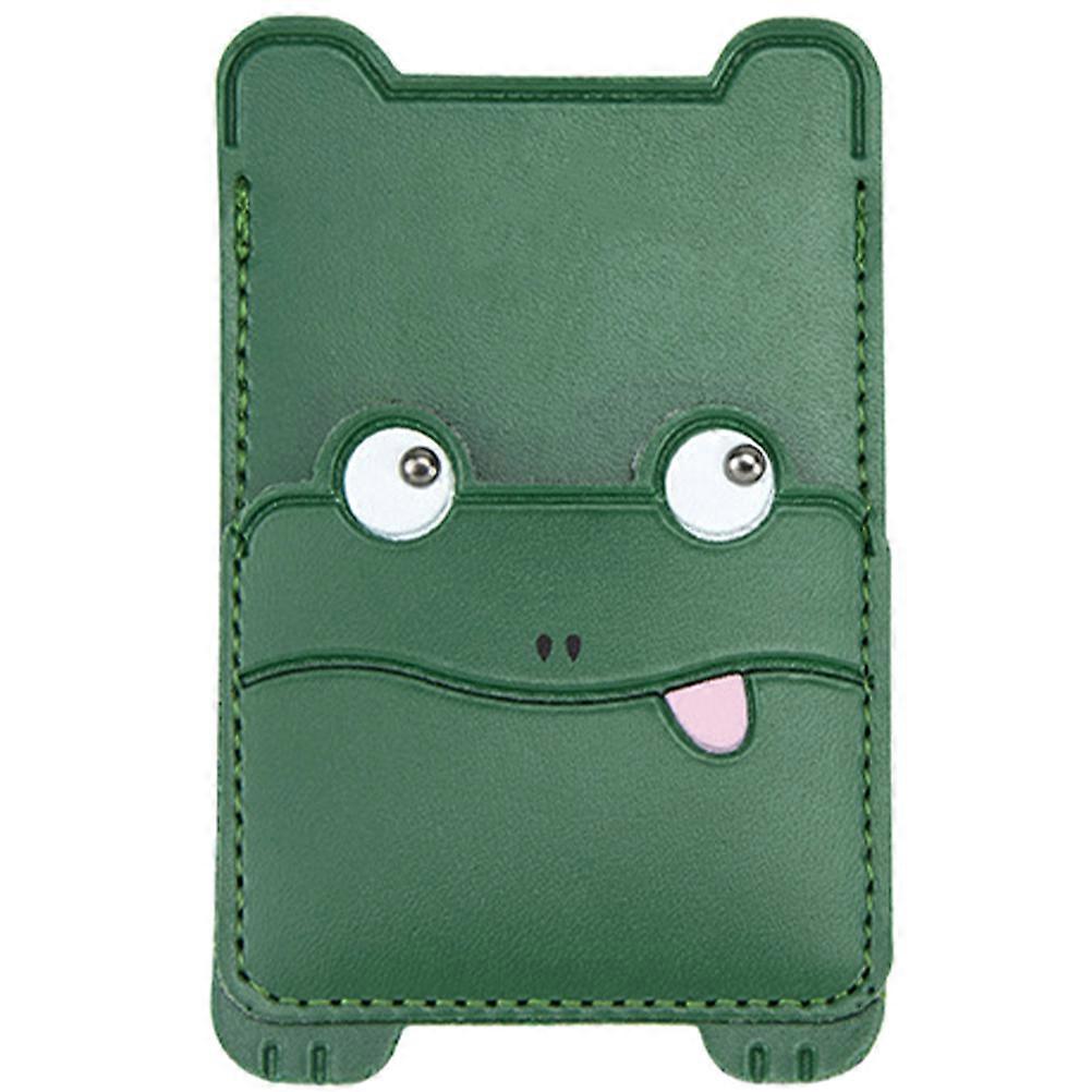 Card Holder Phone Back Adhesive Card Sleeve for Travel and Everyday Use Green Pu Material Card Storage Function 1Pack