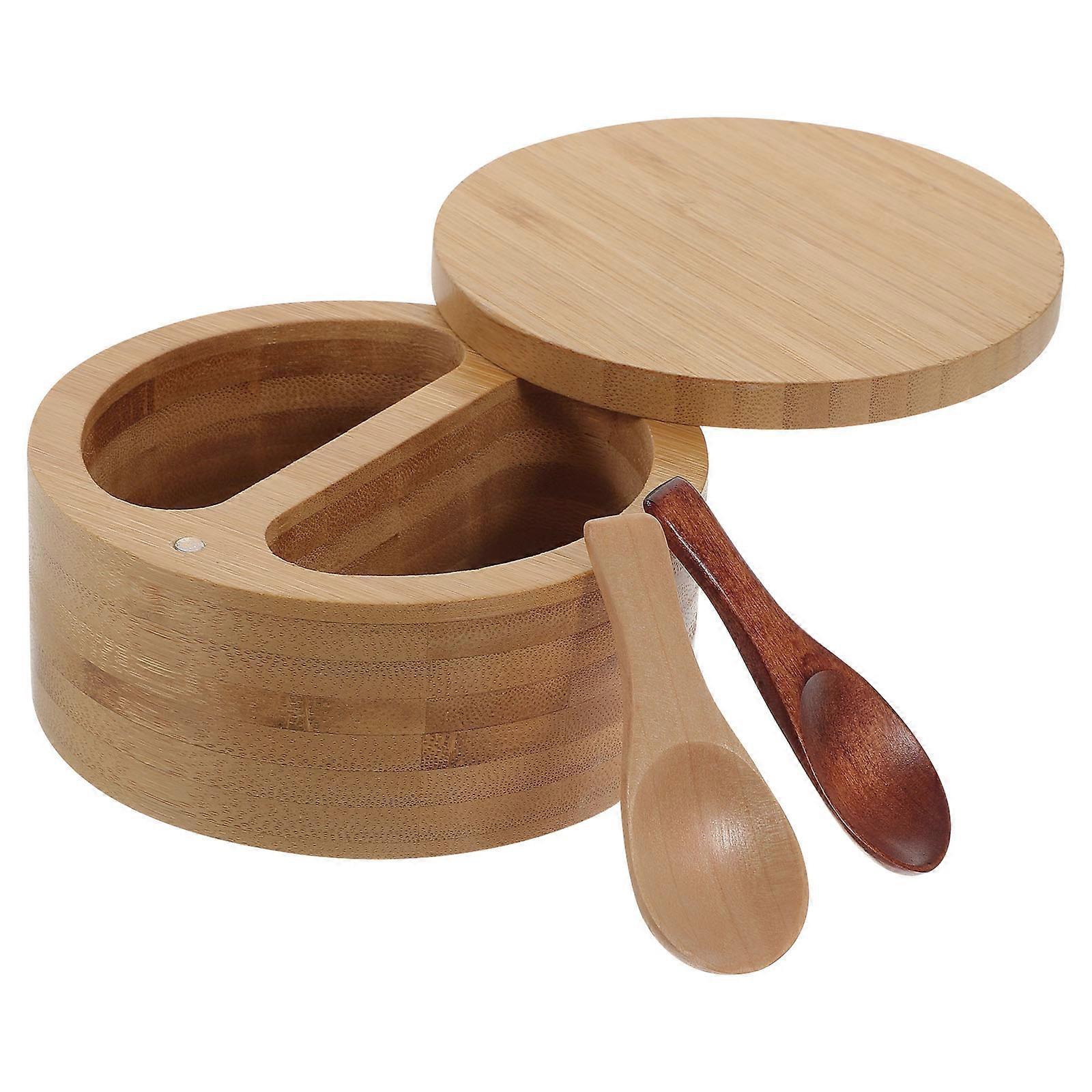 Seasoning Box Divided Spice Box with Bamboo 1Set for Kitchen Use