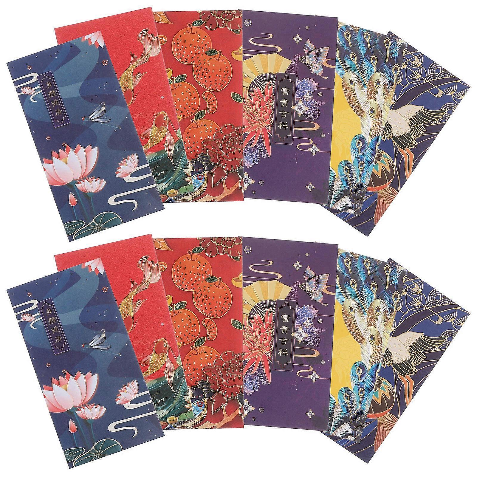 Chinese Style Red Envelope Red Pocket for Spring Festival 12Pcs