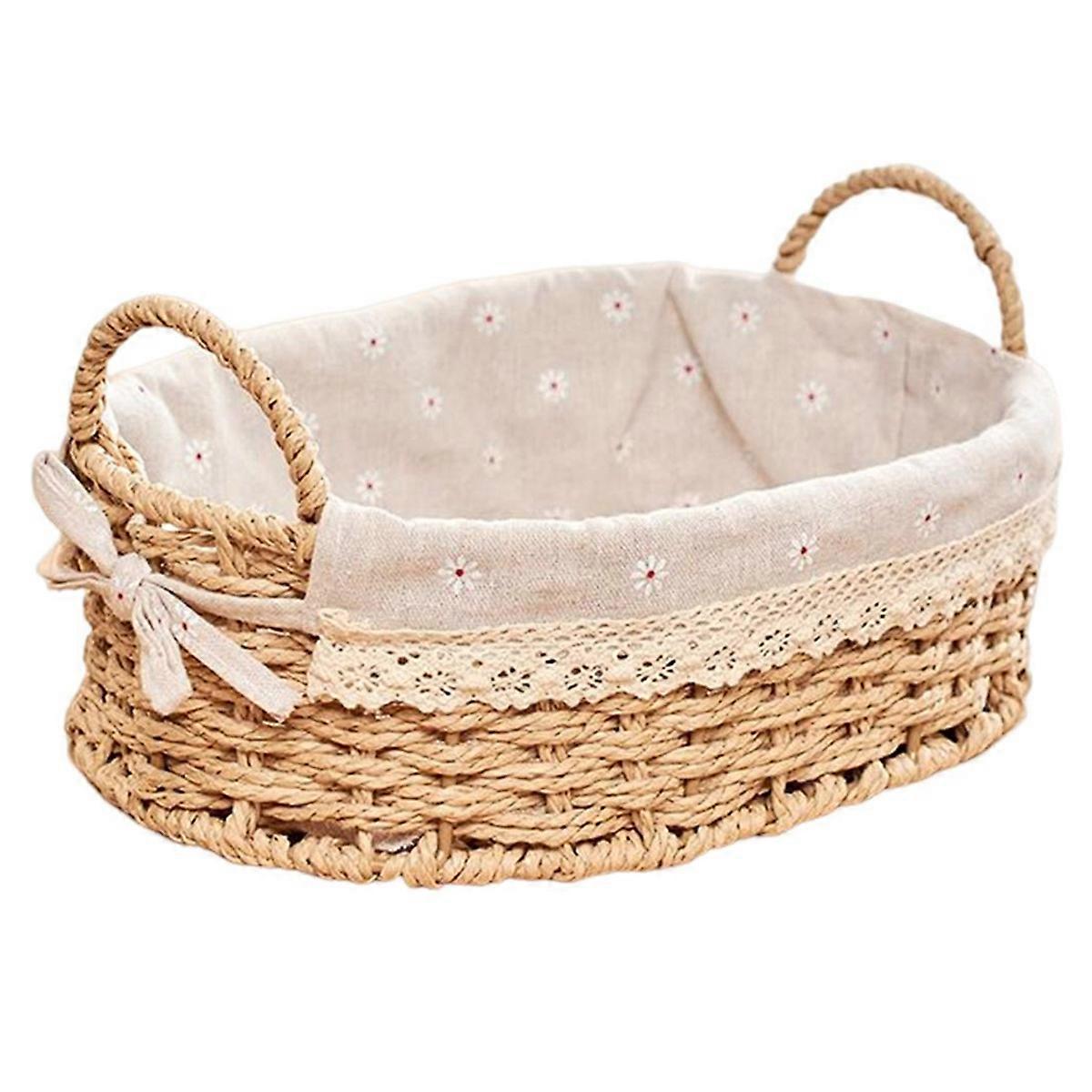 Handwoven Storage Baskets with Handles Kitchen Organizer A