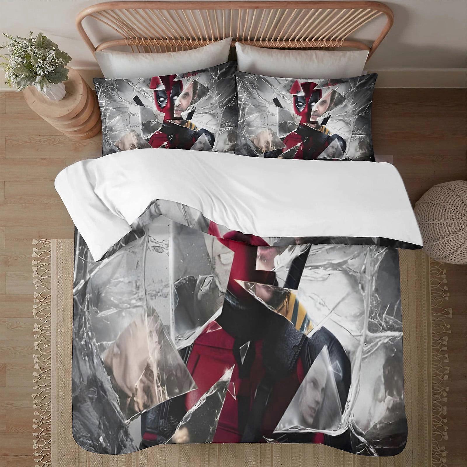 Deadpool and Wolverine Bedding Twin Comforter Set for Girls and boys Deadpool and Wolverine Mens There-Piece Bed Sheets Set 228*228CM