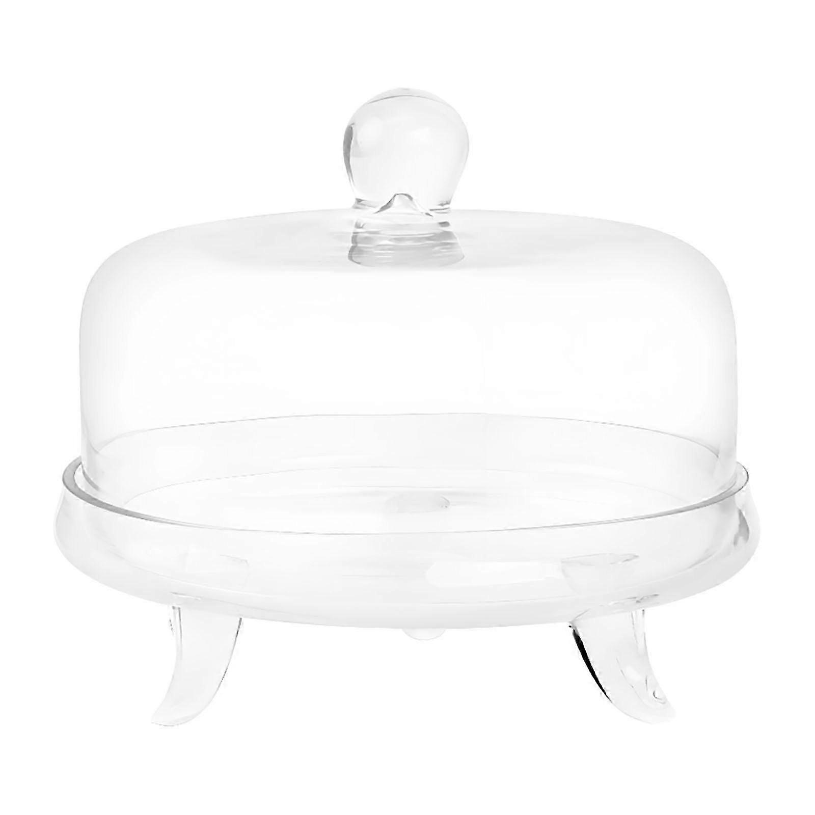 bar Stand with Dome Lid Dessert Tray Decorative Serving Platter Round Clear