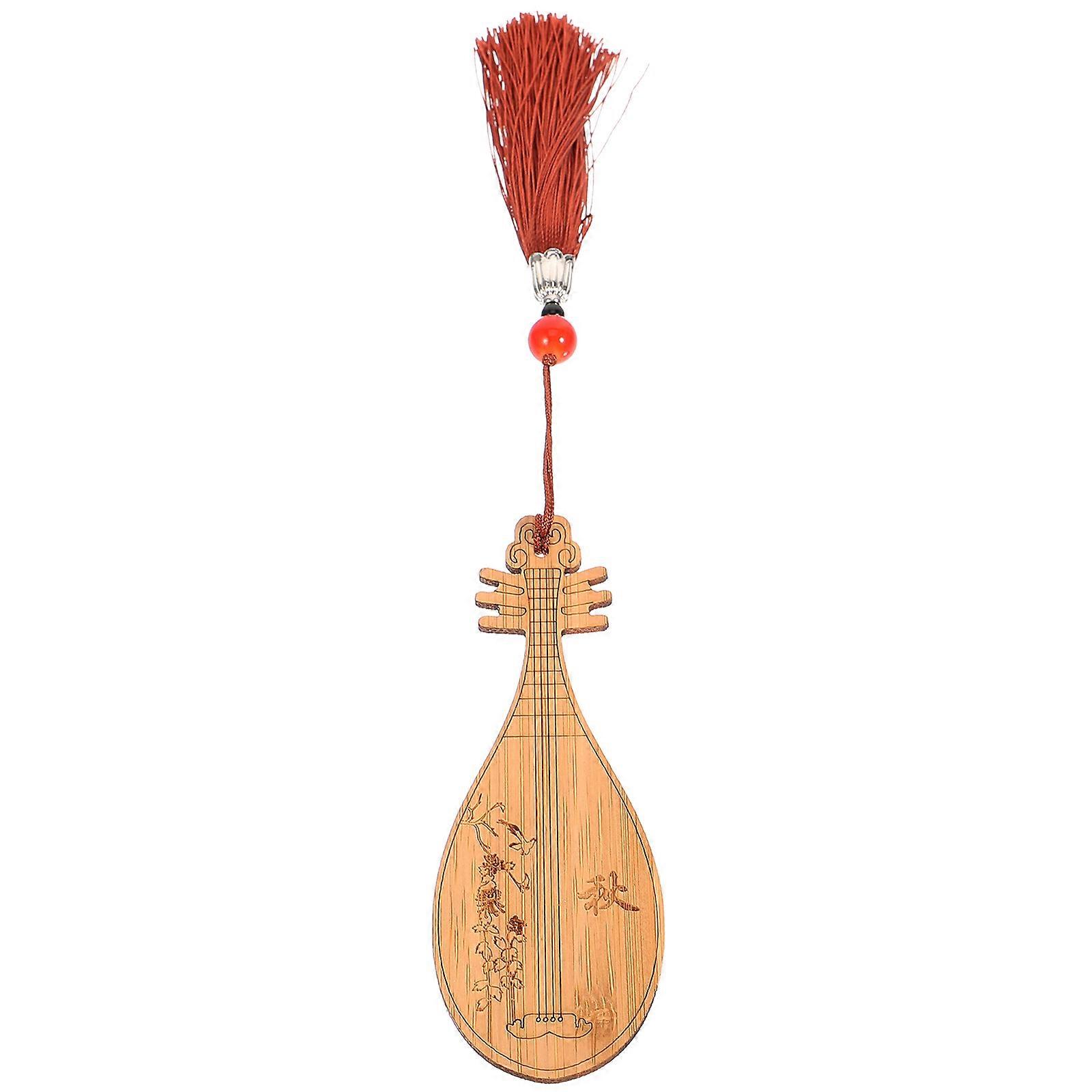 Instrument Bookmarks Wooden Pipa Shape Bookmark for DIY 3Pcs Set