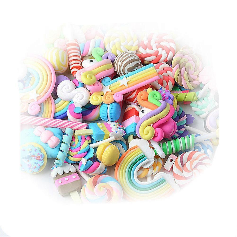 Phone Case Stickers Soft Clay for Decoration 100Pcs Lollipop Macaron Design