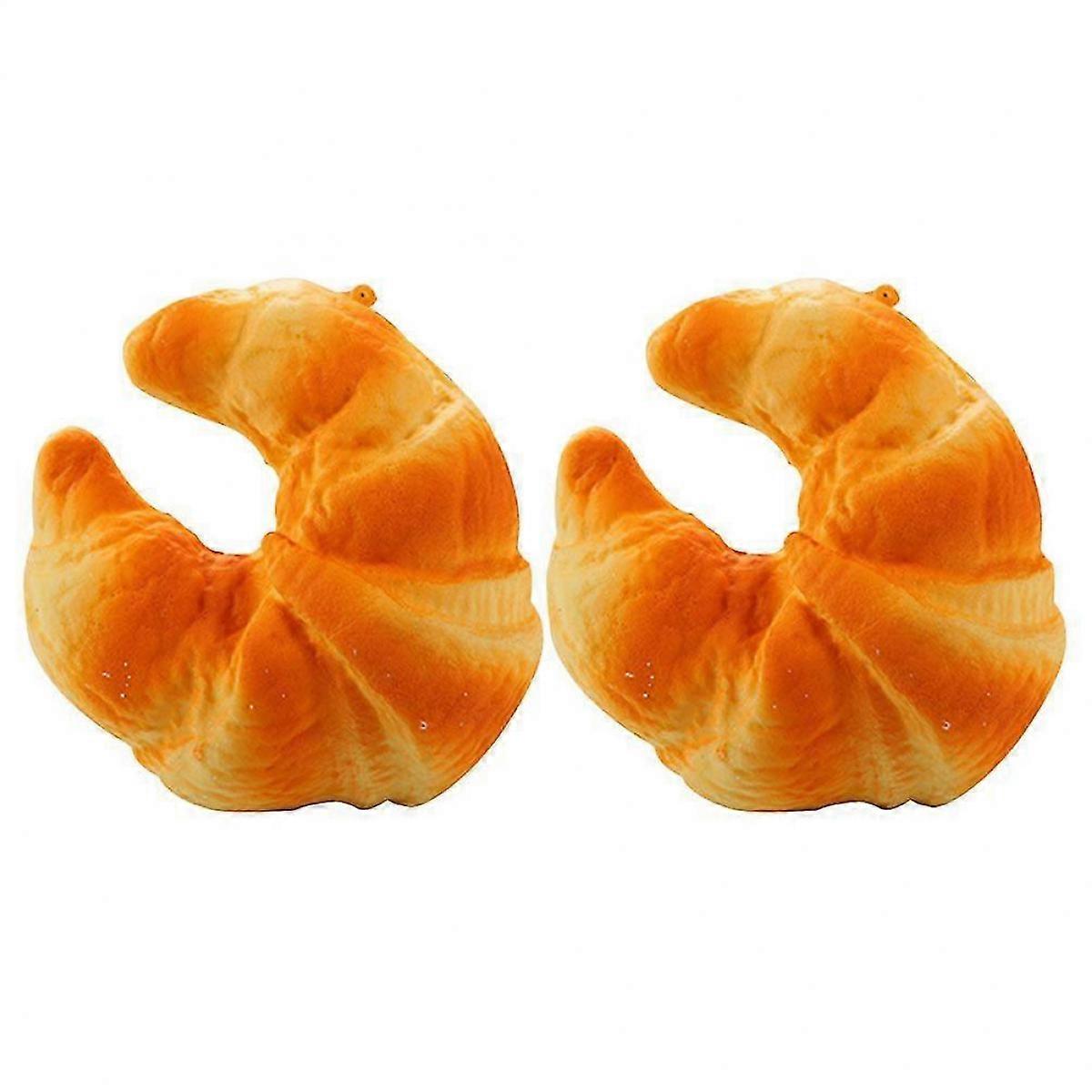 2Pcs Fake Bread Modeling Statue Simulated Bread Model Squeeze Bread Toy Showcase Bread Model