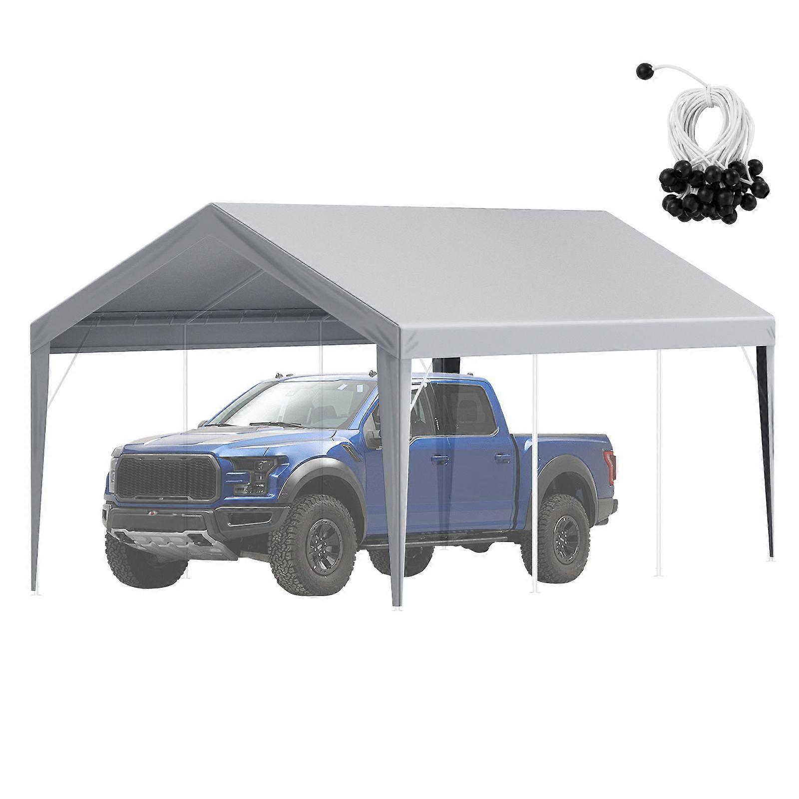 Housse d’auvent de remplacement pour abri d’auto 10 x 20 pi, bâche d’abri de tente sur le dessus du garage, imperméable à l’eau et protégée contre les UV, installation facile