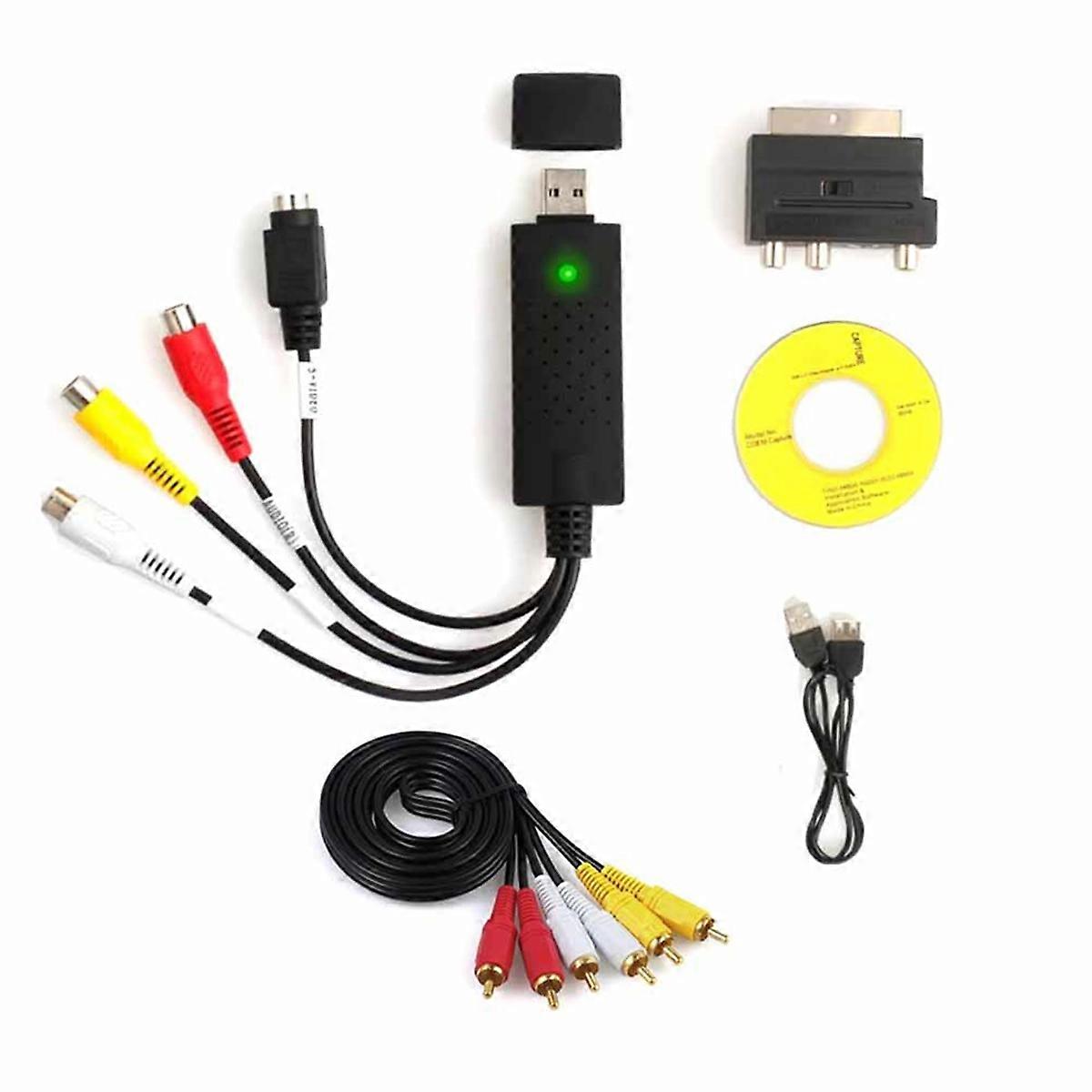 High-Performance USB 2.0 to DVD Converter Kit with Cable Video Capture Device for Digitizing Old Tapes