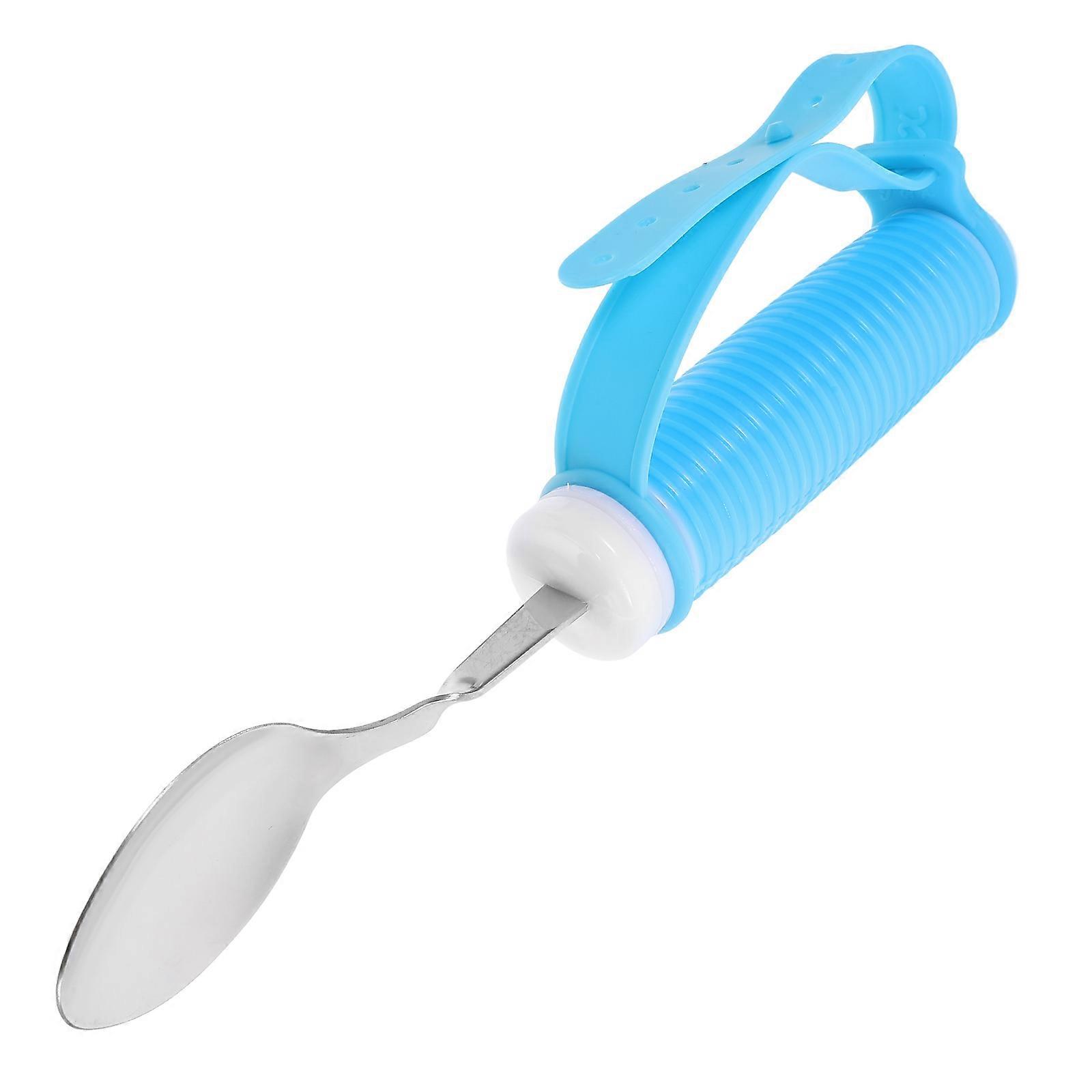 Ergonomic Handle Adaptive Utensil For Adults With Weak Hands Including Anti-Shaking Spoon For Daily Meals In Sky-Blue 2Pcs