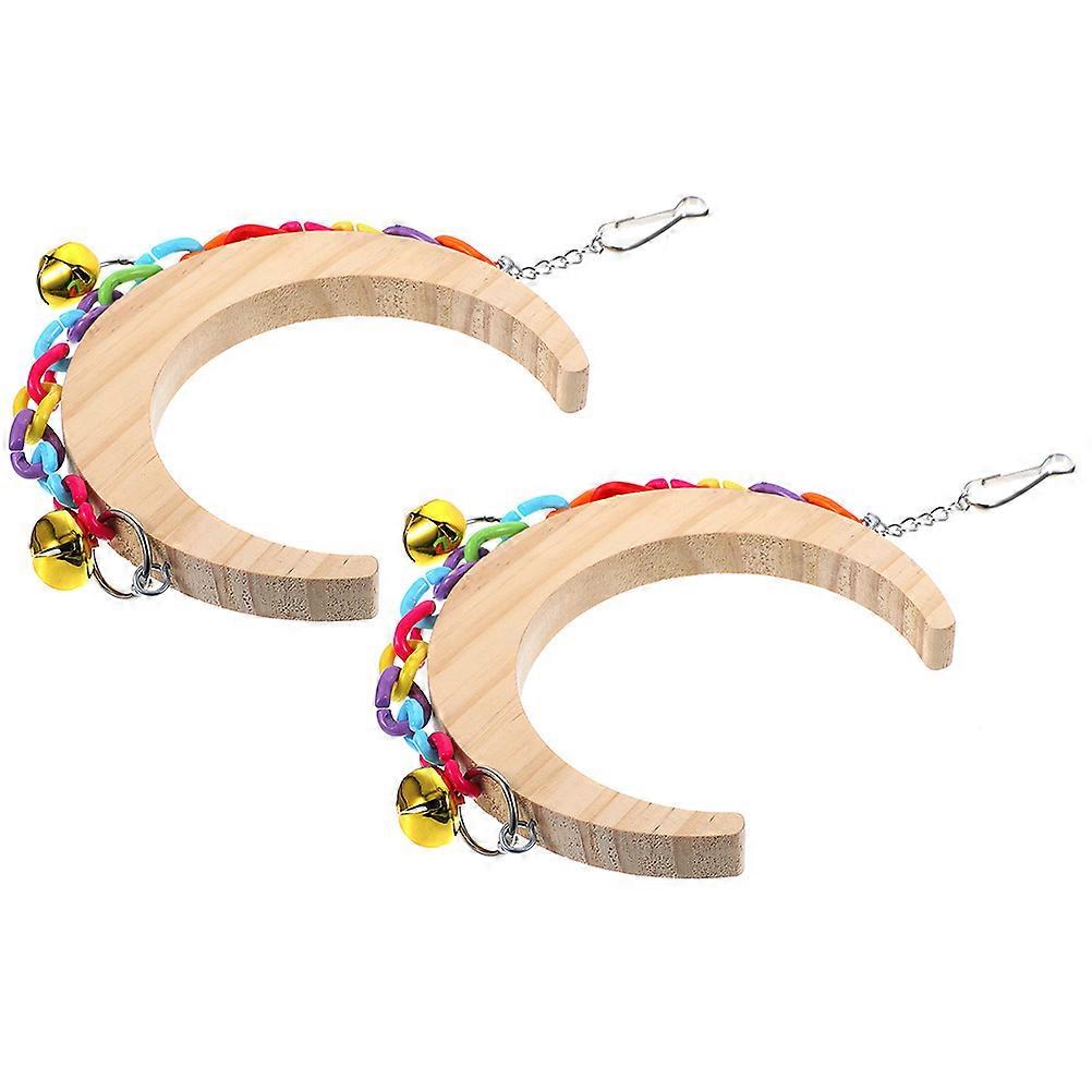 Parakeet Stand Wood Swing Toy for Decorating 6Pcs Set with Khaki Color