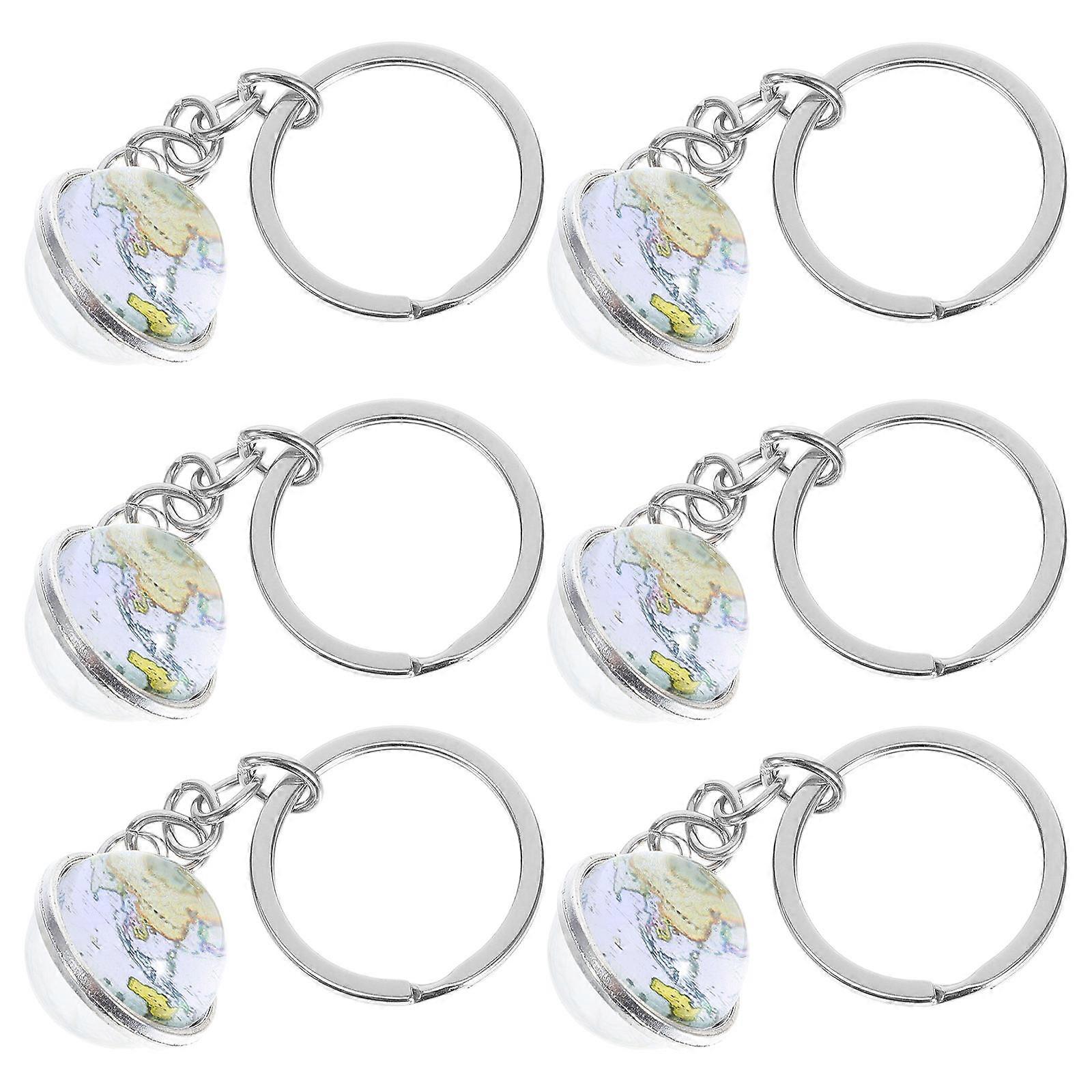 Multi Color Globe Keychain Creative Glass Keyring for Keys 18 Pieces
