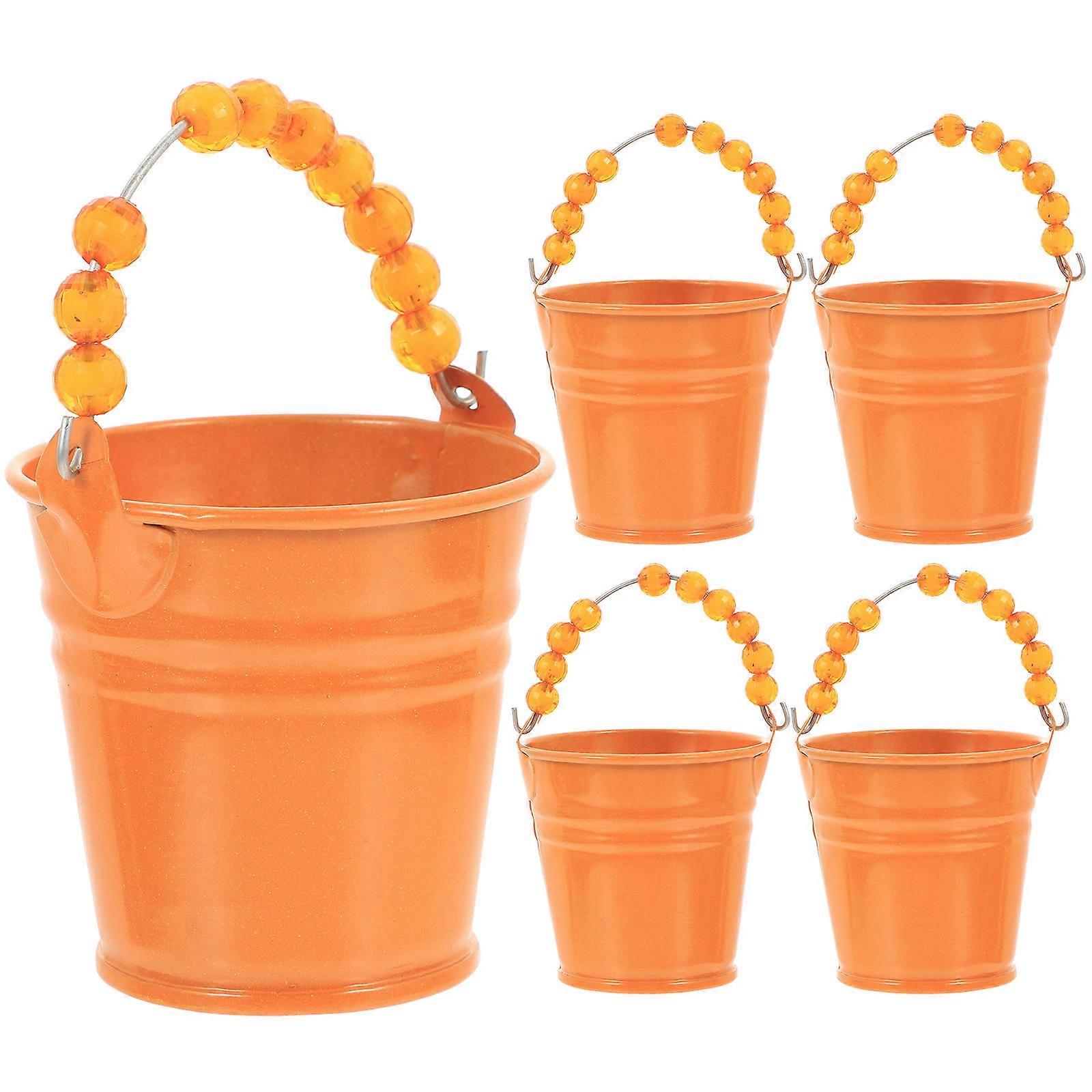 Handheld Bucket Miniature Iron Buckets for Home 15Pcs Orange Set