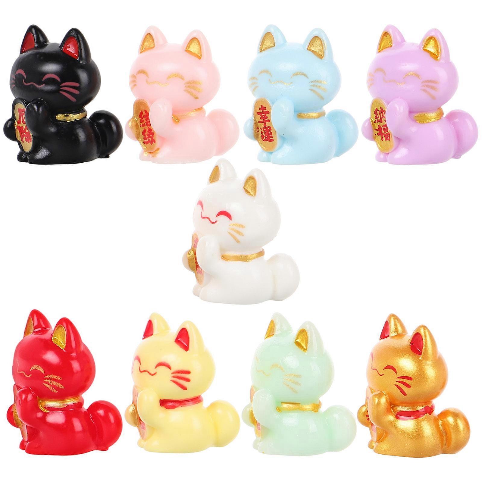 Mini Luck Cat Statue for Decor 36Pcs Resin Mixed Style Cat Figures