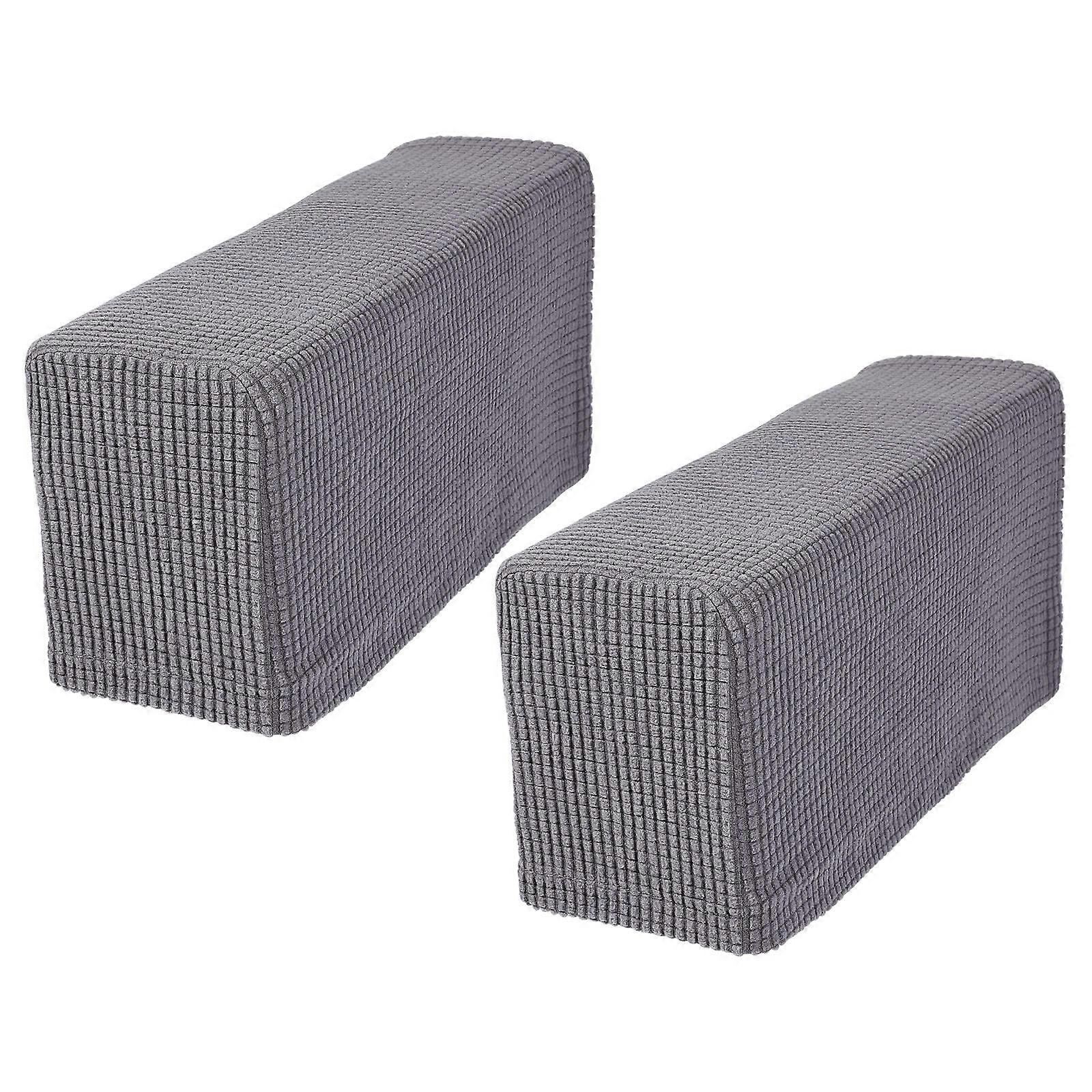 Couch Armrest Slipcovers 2Pcs Dark Grey Elastic Design Protectors Ideal For Protecting From Stains And Scratches