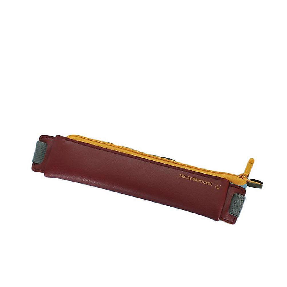 Pens Pouch PU Pen Case for Storage 2Pcs Brown Color Office and School Use