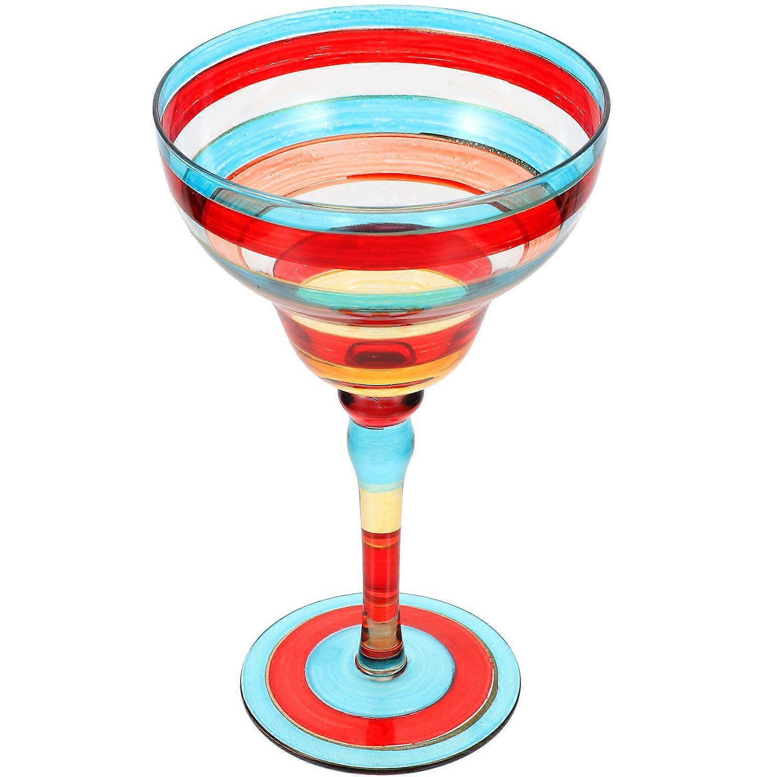 Hand-Painted Glass Margarita Glass Set For Tableware Decor With Artistic Design Multi Color 1Set