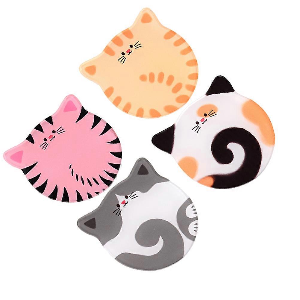 8Pcs Acrylic Cat Pattern Coasters for Heat Resistant Table Use