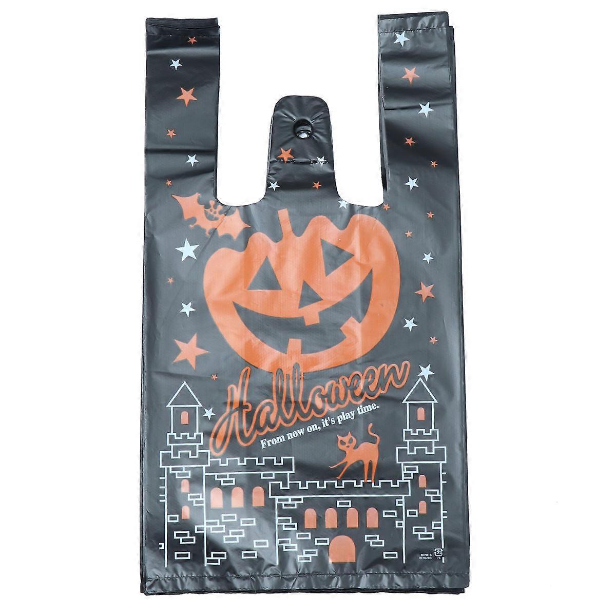 Halloween Bag with Handle for Storage Use 150Pcs Pumpkin Plastic Tote