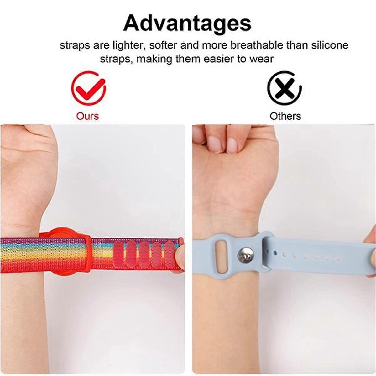 2PCS Kid Wristband Compatible for Protective Case for Air Tag GPS Tracker Holder with Nylon Bracelet