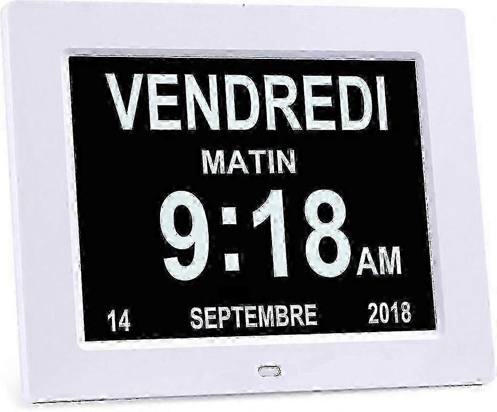 8" LCD Digitalkalenderuhr mit Datum, Kalenderuhr mit Datum, Tag und Uhrzeit | Alzheimer-Uhr