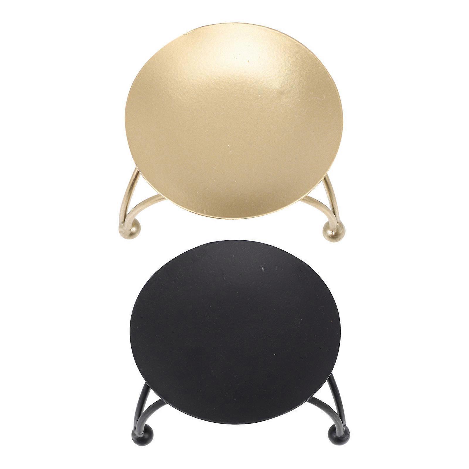 Home Candlestick 4 Pcs Simple Round Iron Candle Holders For Desktop Office And Café Ambiance