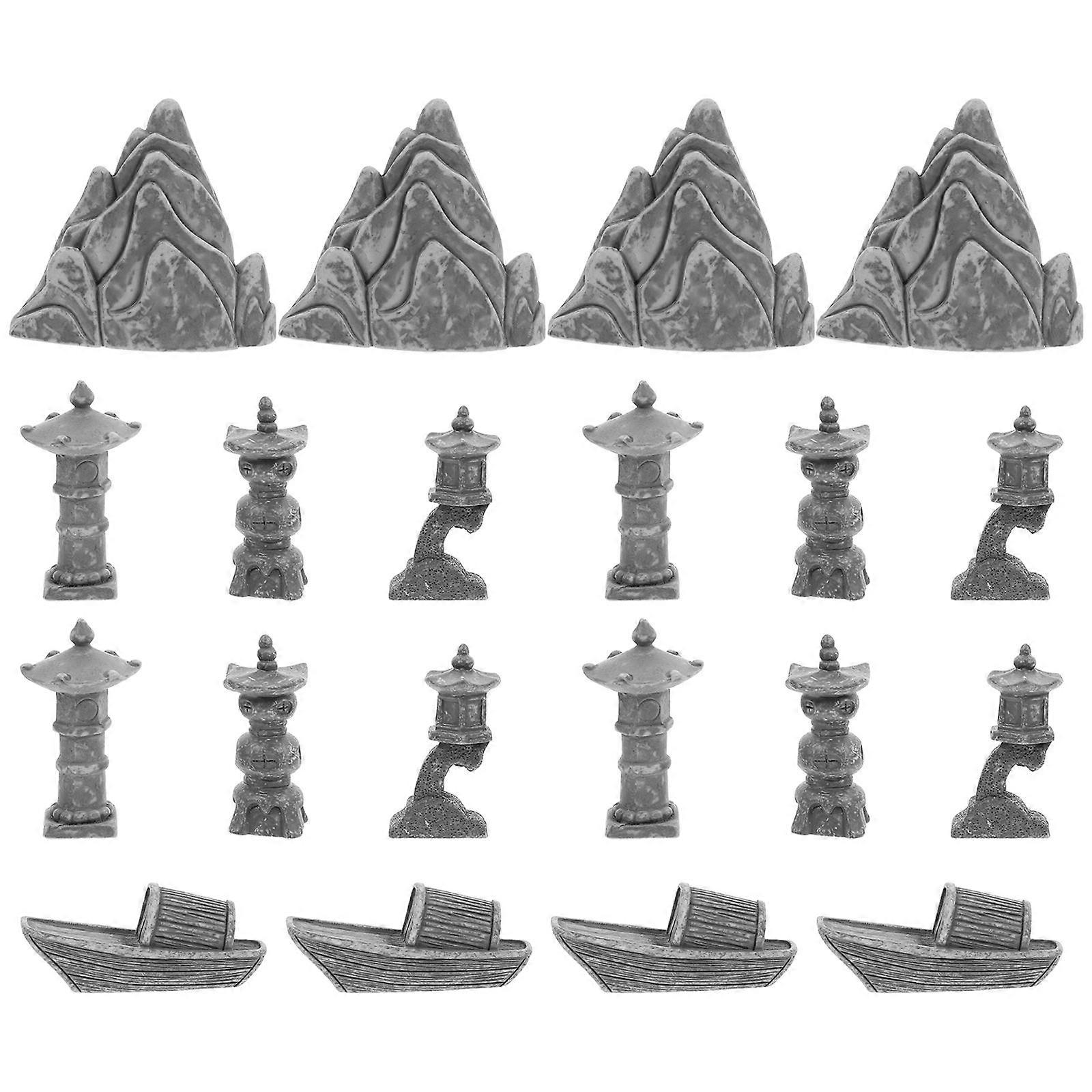 Miniature Rockery Models Resin Micro Landscape Ornament for 5Sets Garden Decor