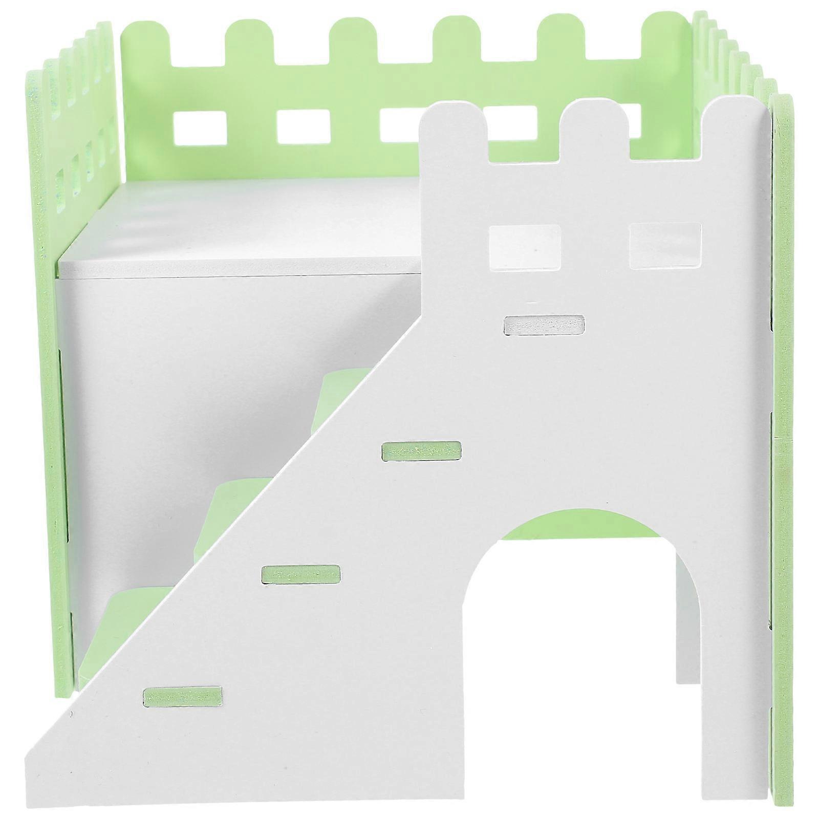 Cute Small Pet House Hamster Hut House Double Layer Hideout For Everyday Life Light Set