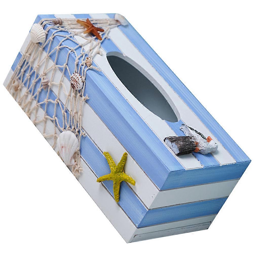 Wooden Tissue Box Holder Rectangular for Storage 3Pcs Mediterranean Ornament