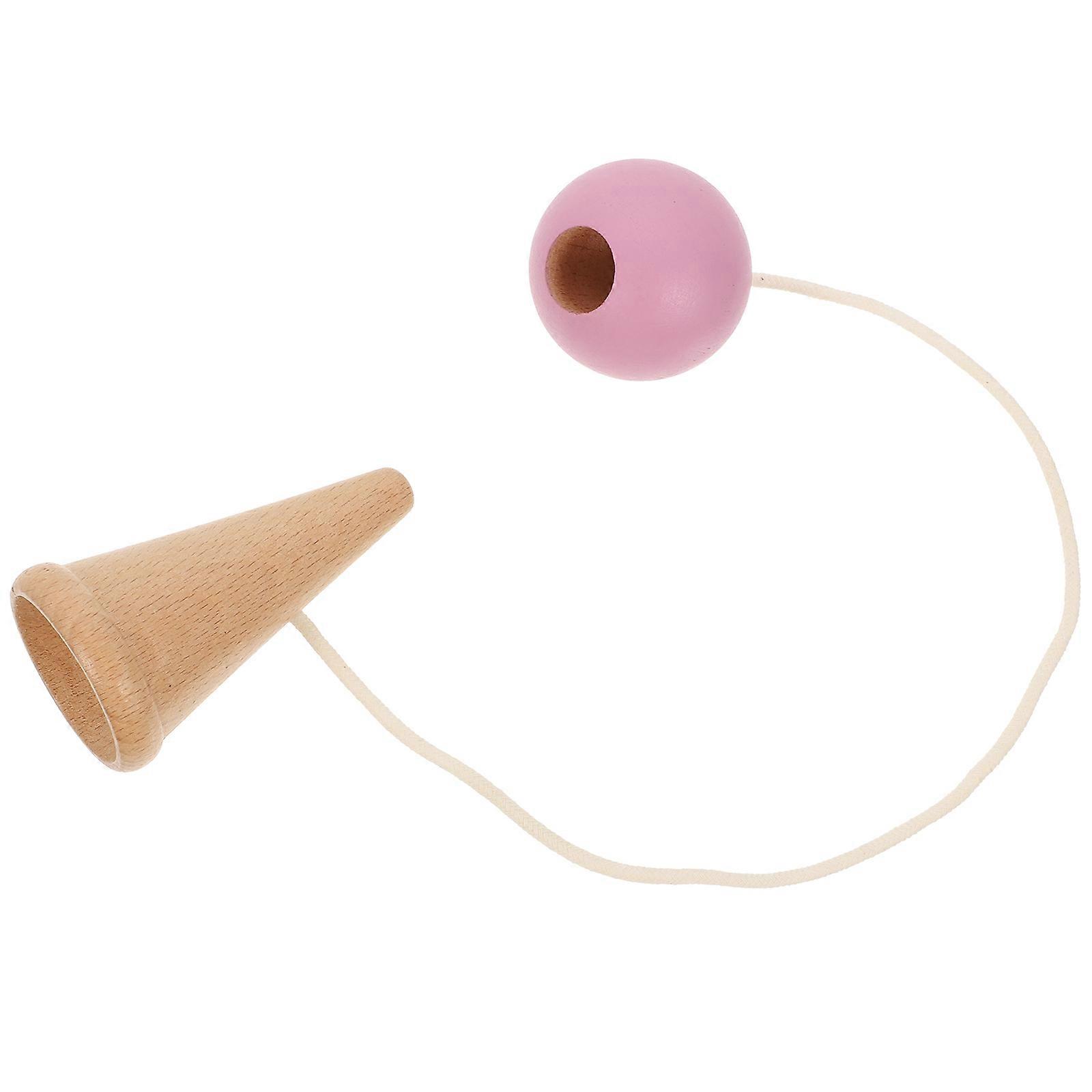 Wood Kendama Toy for Coordination Exercise 2Pcs Pink Hand Skill Toys