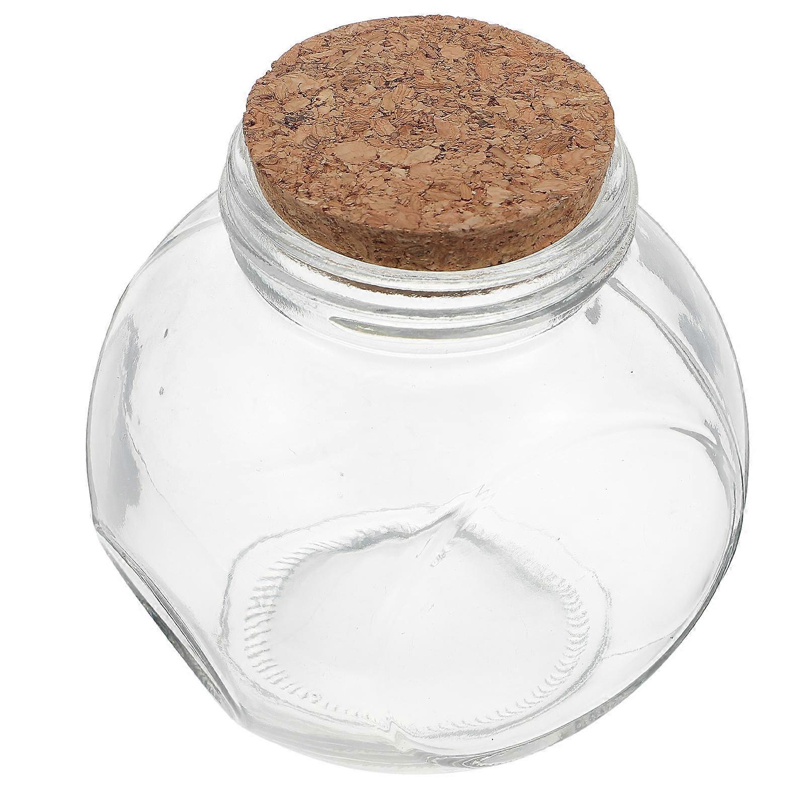 Wooden Glass Luck for Storage Jar 2Pcs with Transparent Design