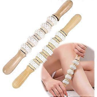 2 Wooden Fascia Rollers, Massage Stick for Muscle Relaxation, Gua Sha, and Body Shaping