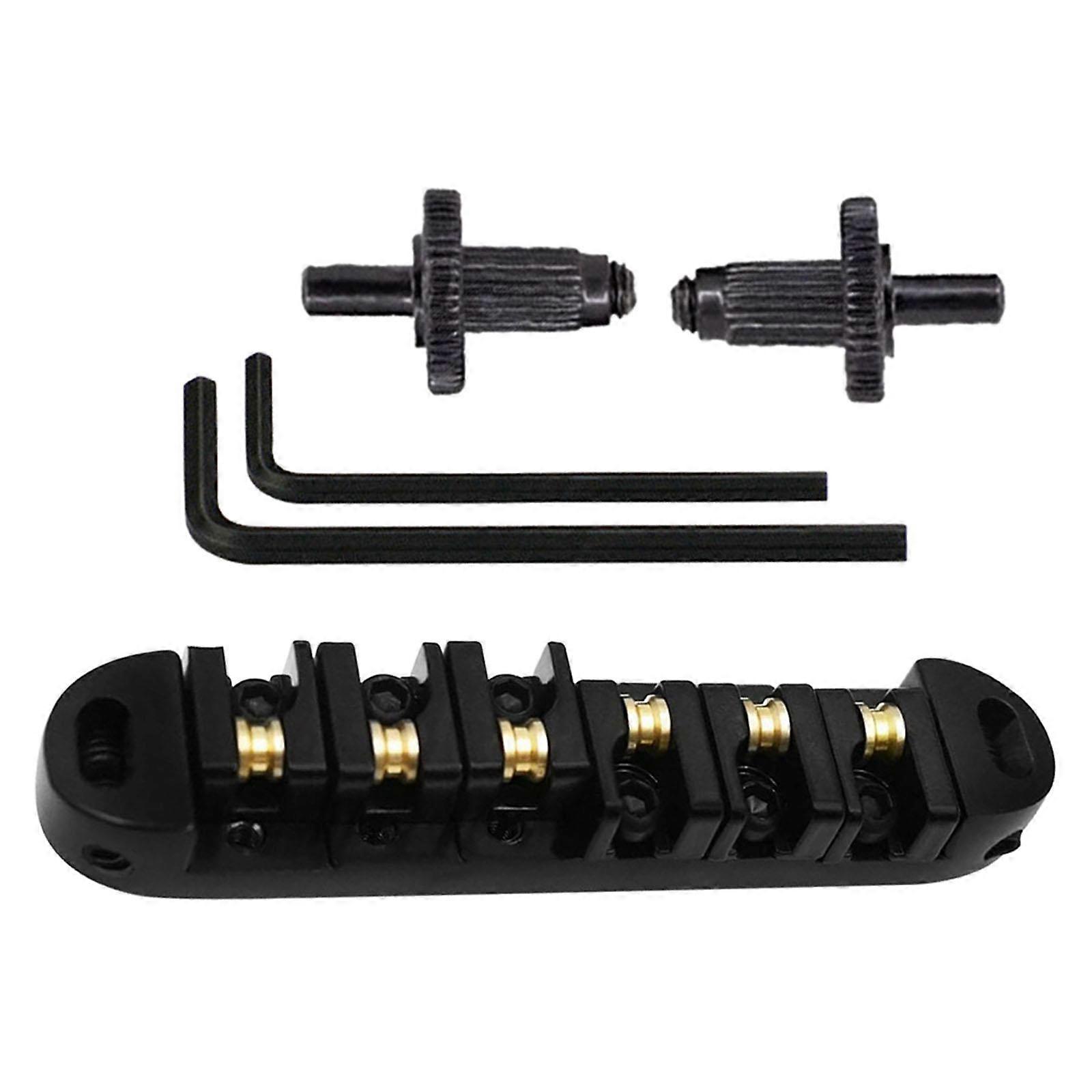 Durable Guitar Roller Saddle Bridge Kits Locking Bridge for Gift Replacement black