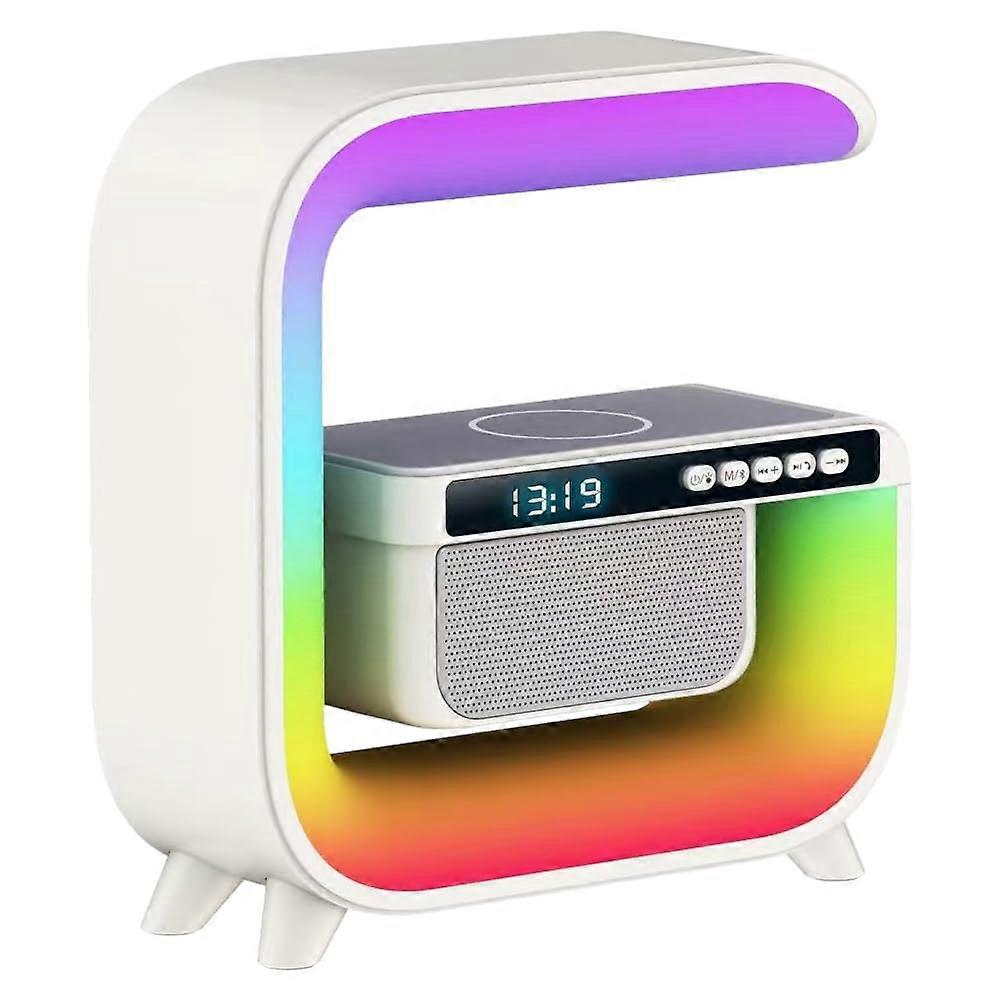 Wireless Charger Colorful Night Light Multifunctional Speaker Alarm Clock 1500mAh BluetoothCompatible